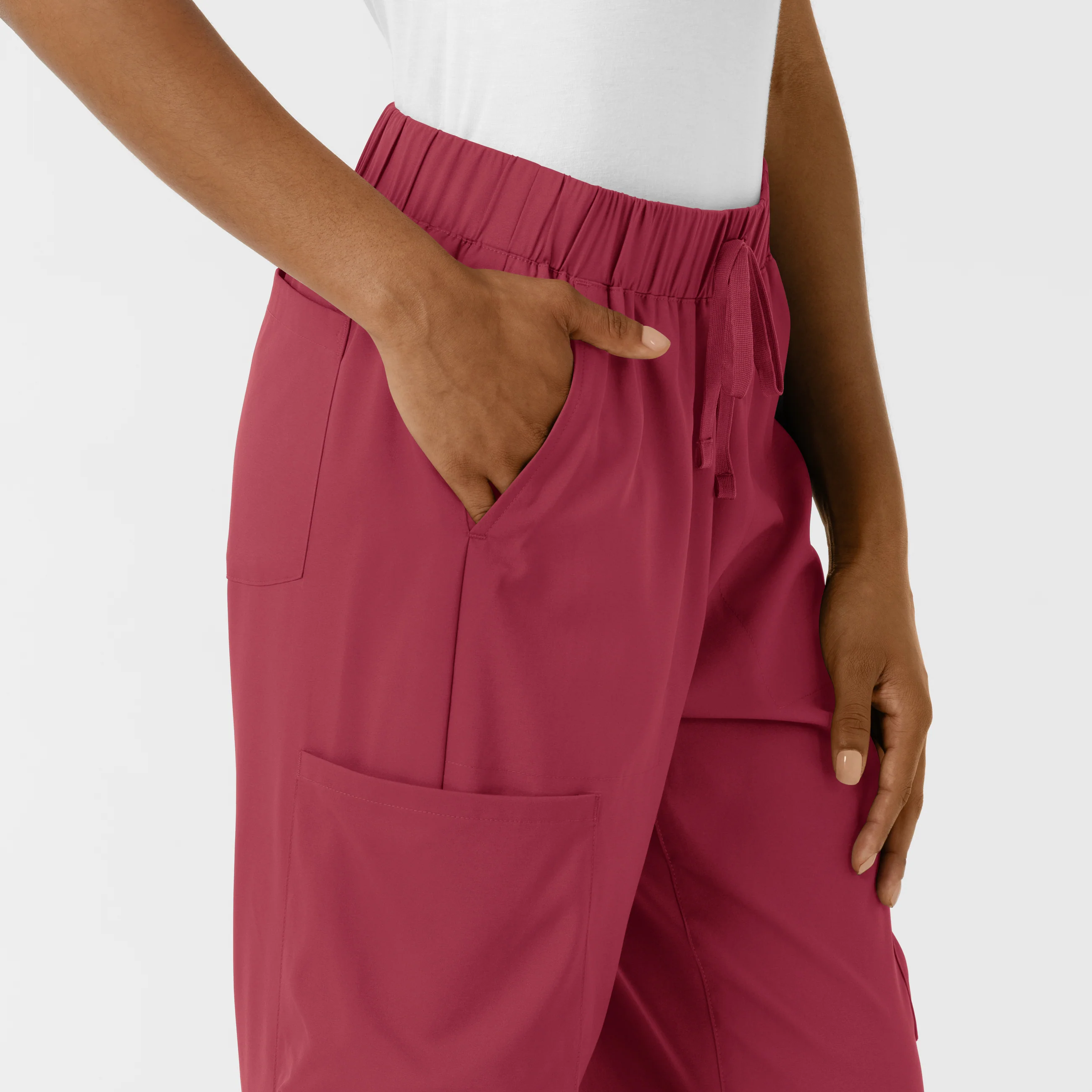 Boundless Women's Classic Wide Leg Double Cargo Scrub Pant - Ruby - Image 6