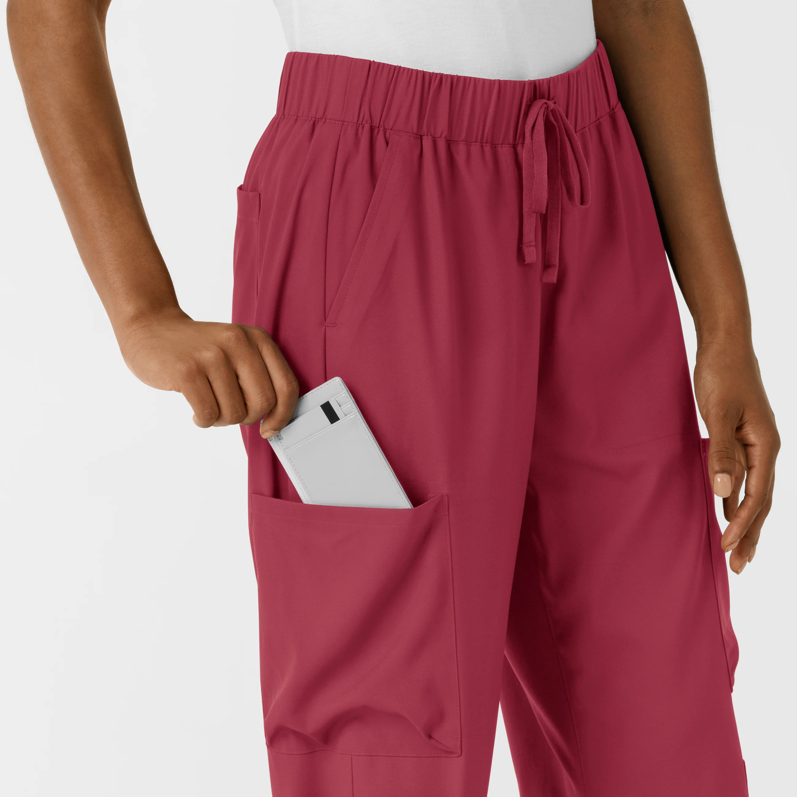 Boundless Women's Classic Wide Leg Double Cargo Scrub Pant - Ruby - Image 8