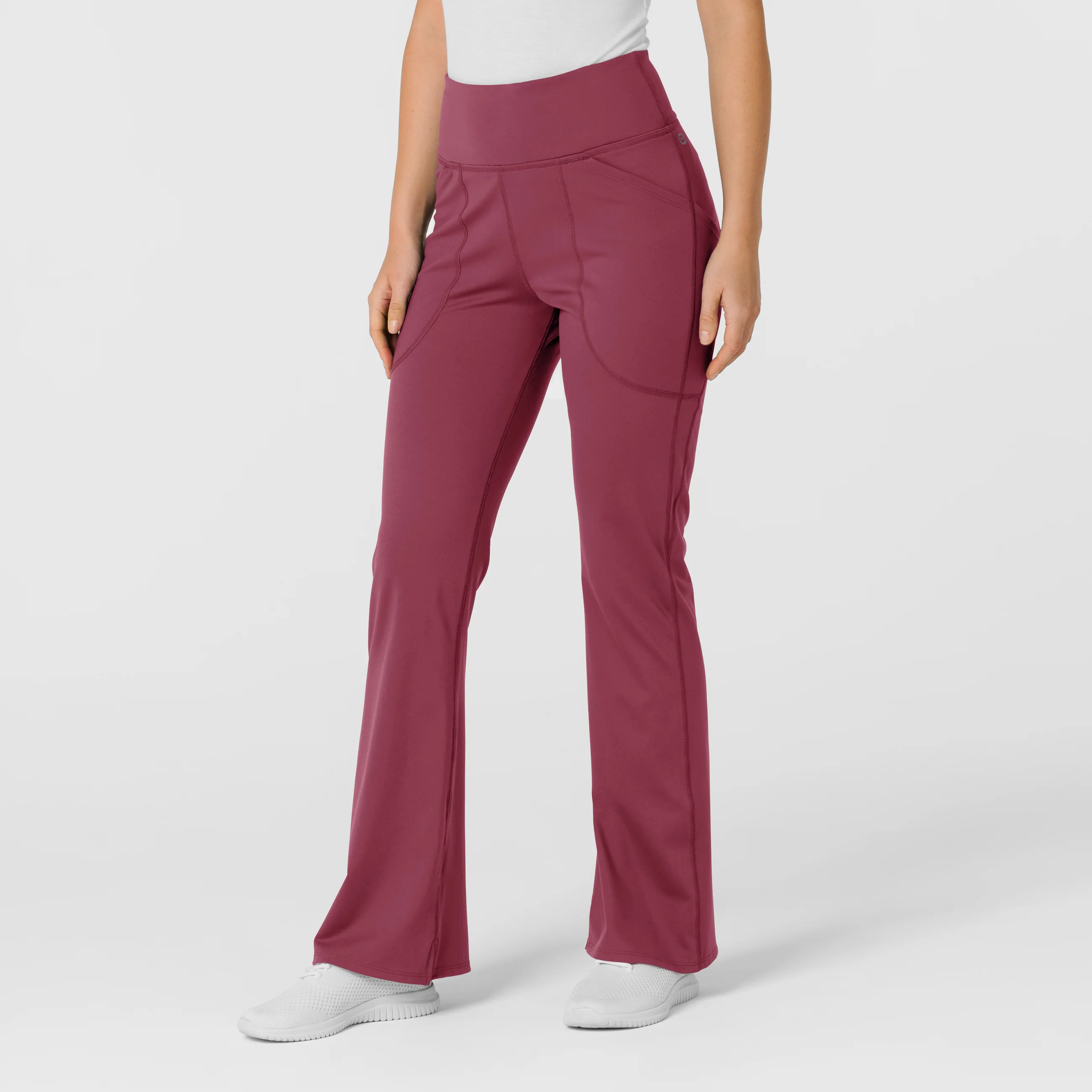 RENEW Knit Women's Flare Yoga Scrub Pant - Carnation - Image 4