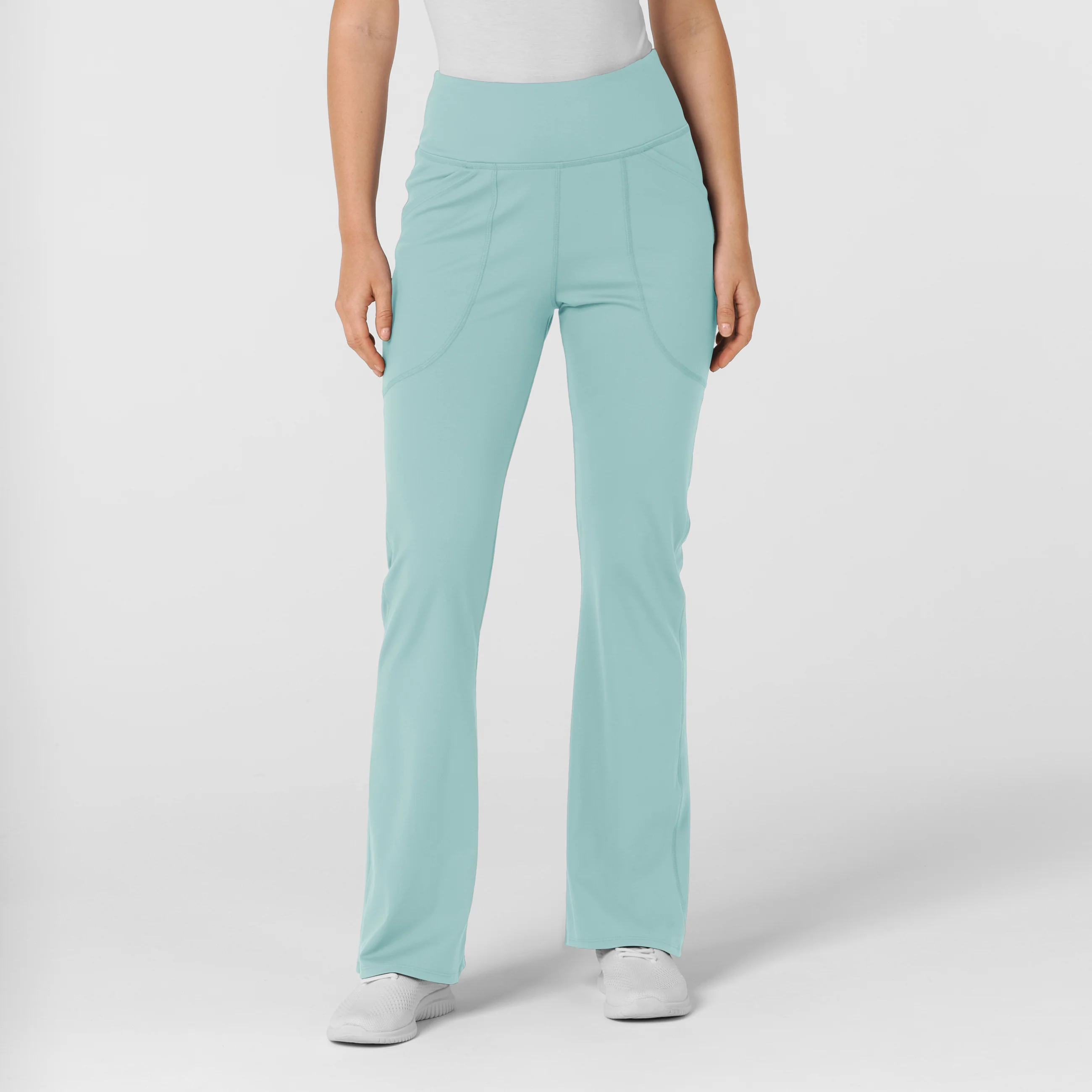 RENEW Knit Women's Flare Yoga Scrub Pant - Coastal Blue - Image 4