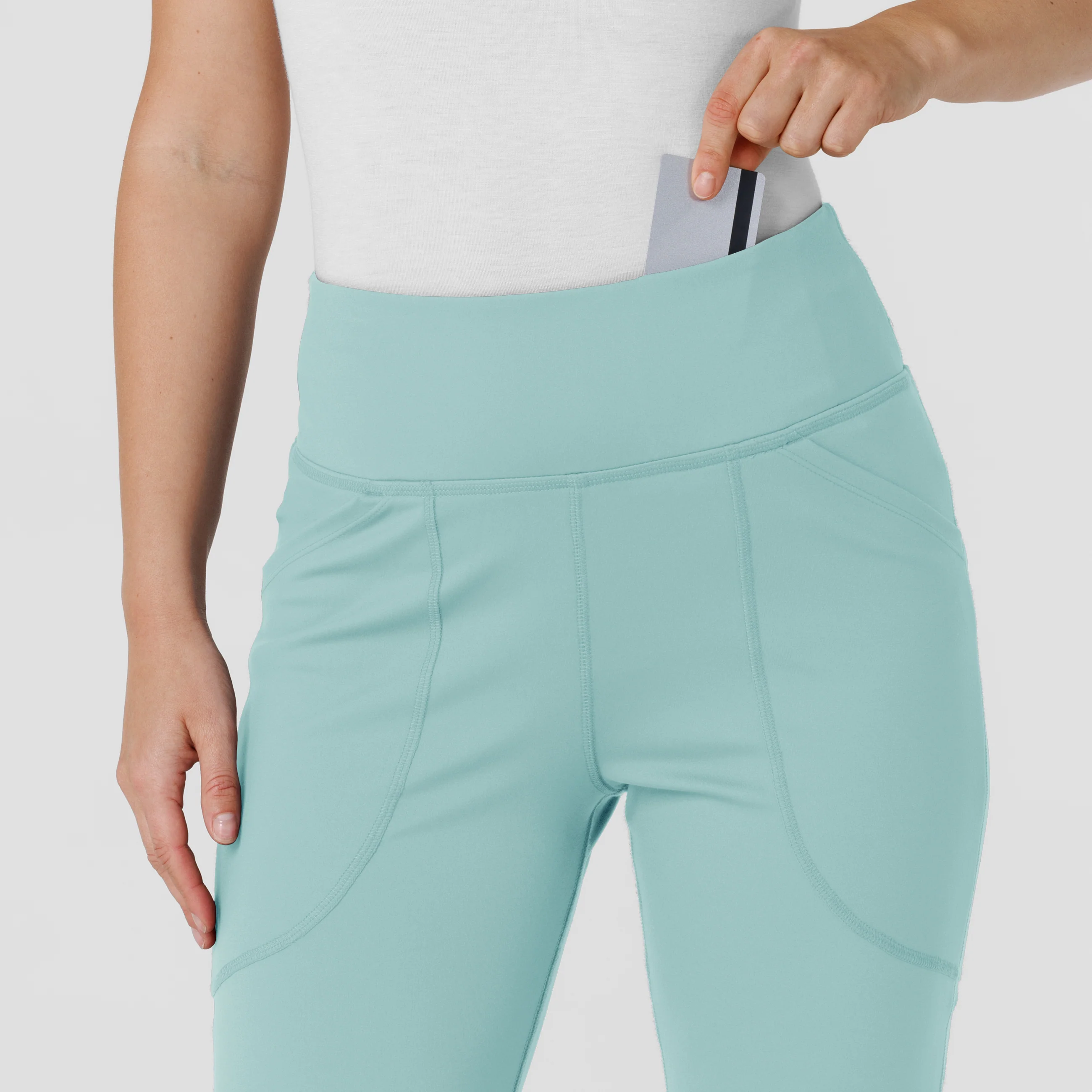 RENEW Knit Women's Flare Yoga Scrub Pant - Coastal Blue - Image 5