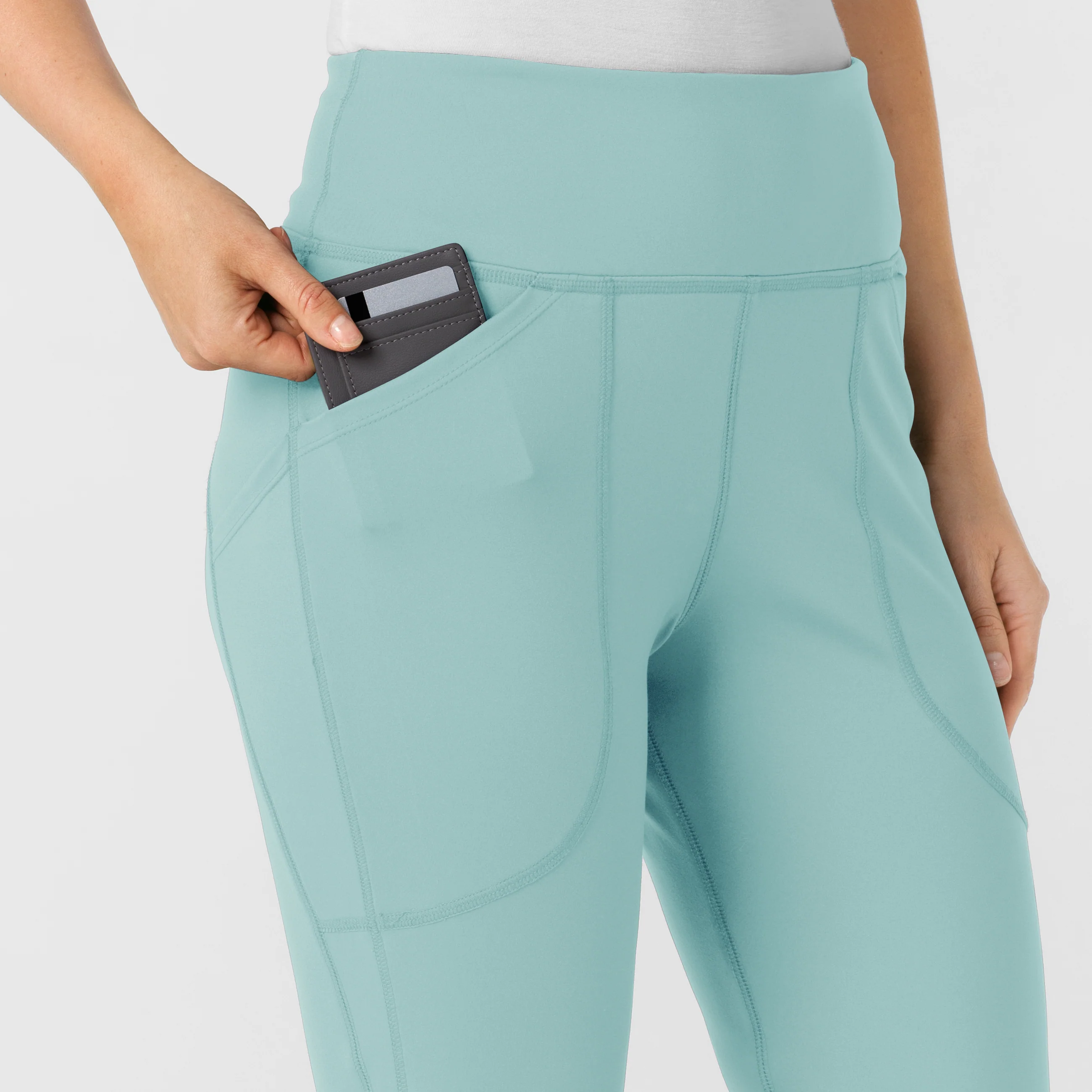 RENEW Knit Women's Flare Yoga Scrub Pant - Coastal Blue - Image 6