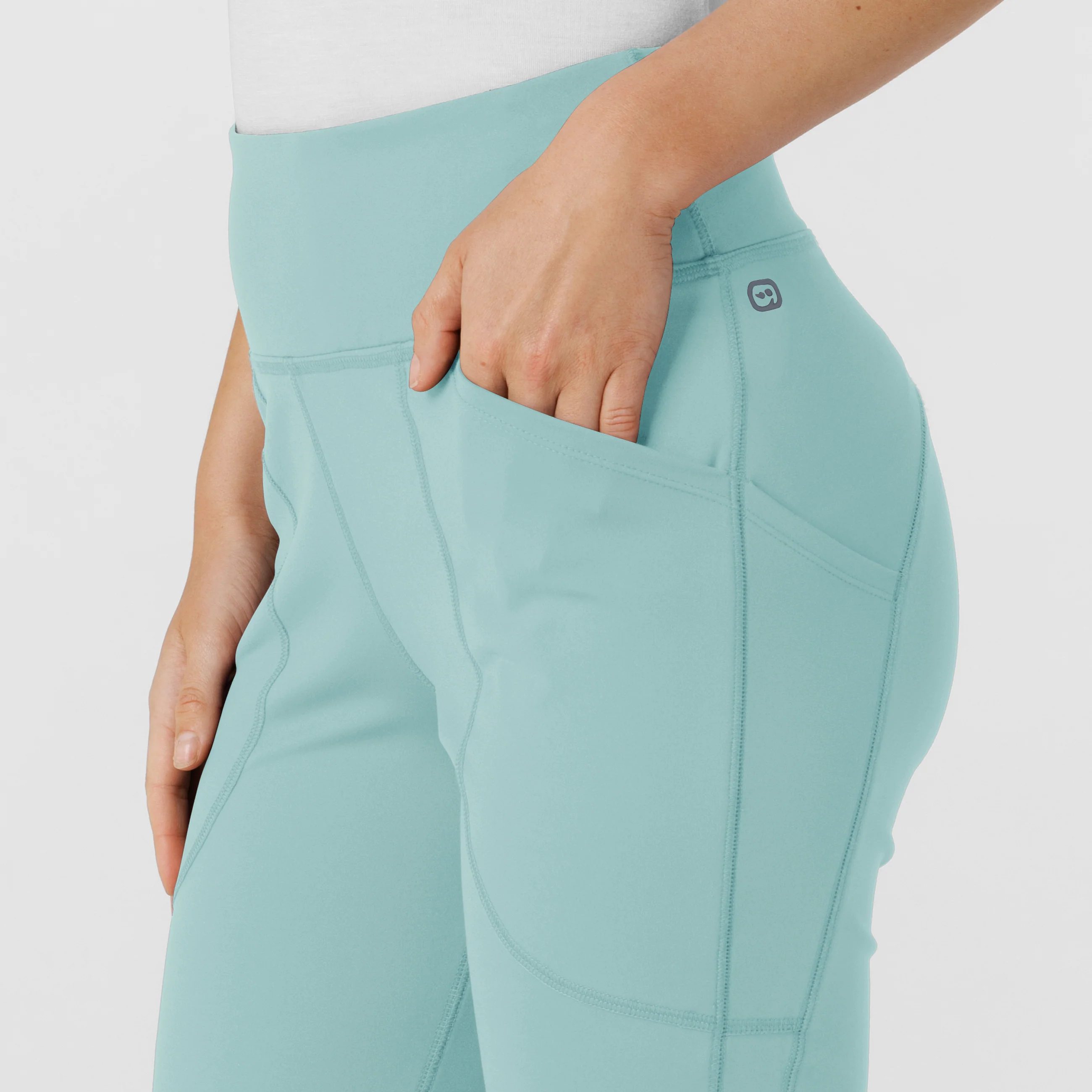 RENEW Knit Women's Flare Yoga Scrub Pant - Coastal Blue - Image 7