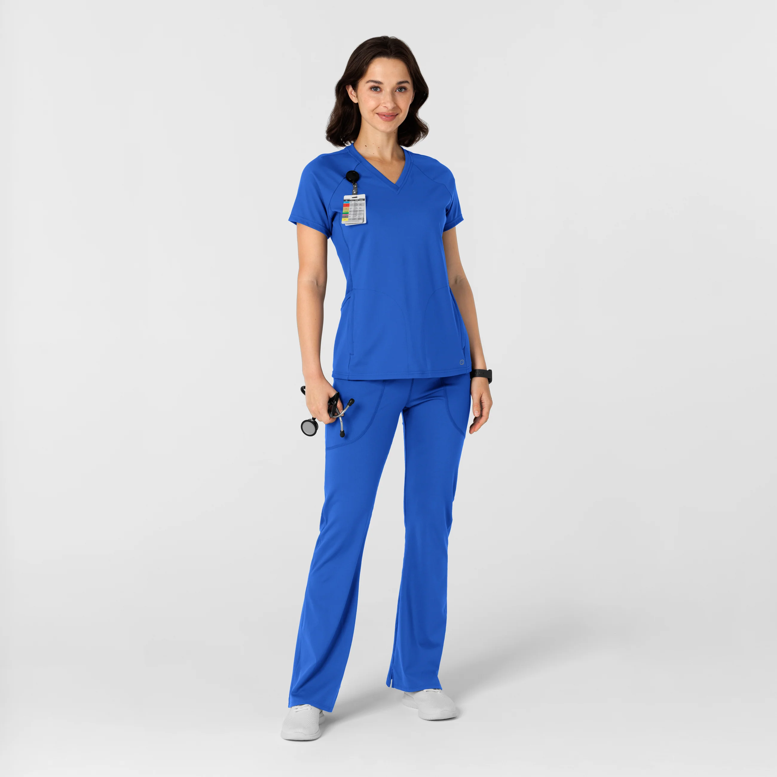 RENEW Knit Women's Flare Yoga Scrub Pant - Royal - Image 3