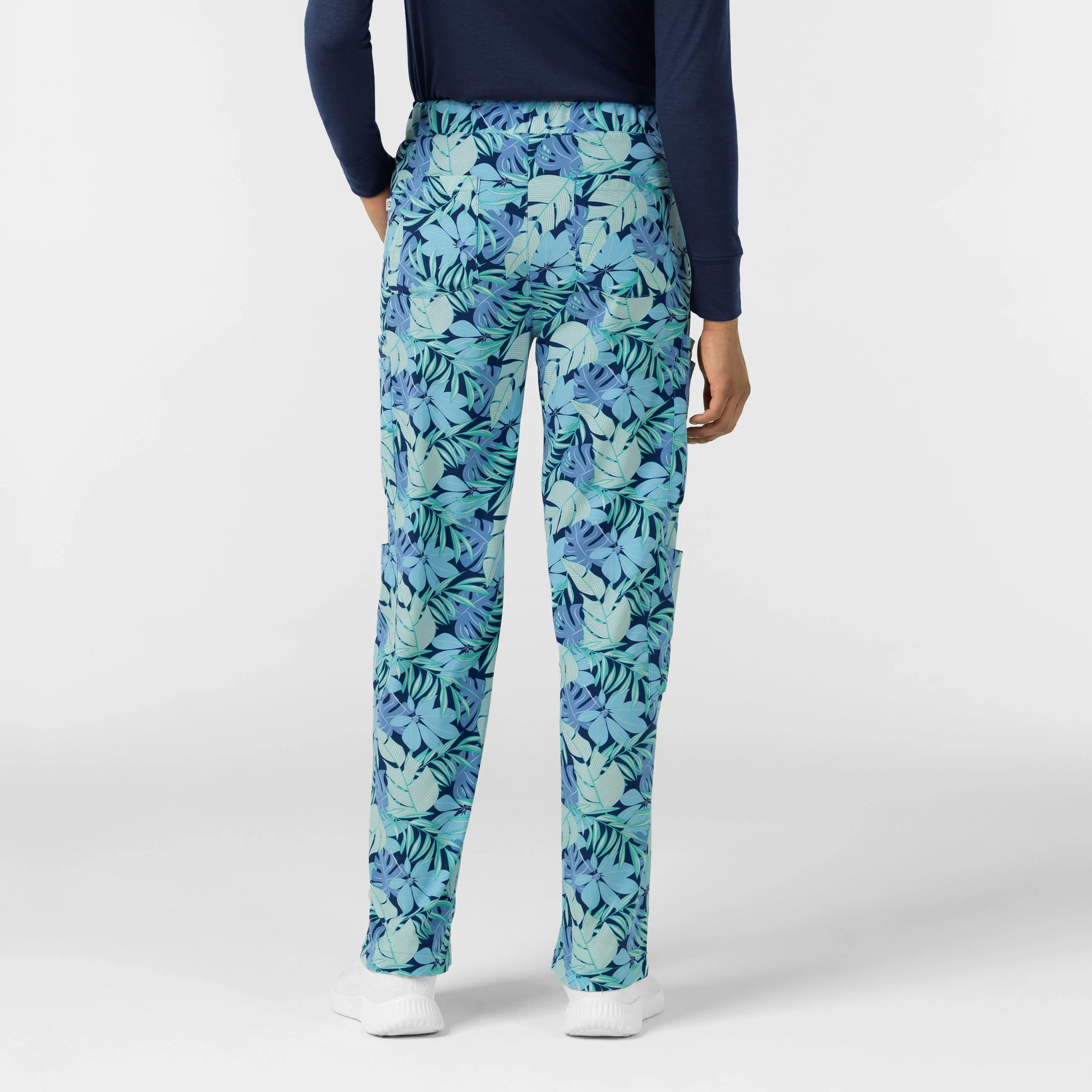 Women's Printed Double Cargo Scrub Pant - Breezy Palms - Image 3