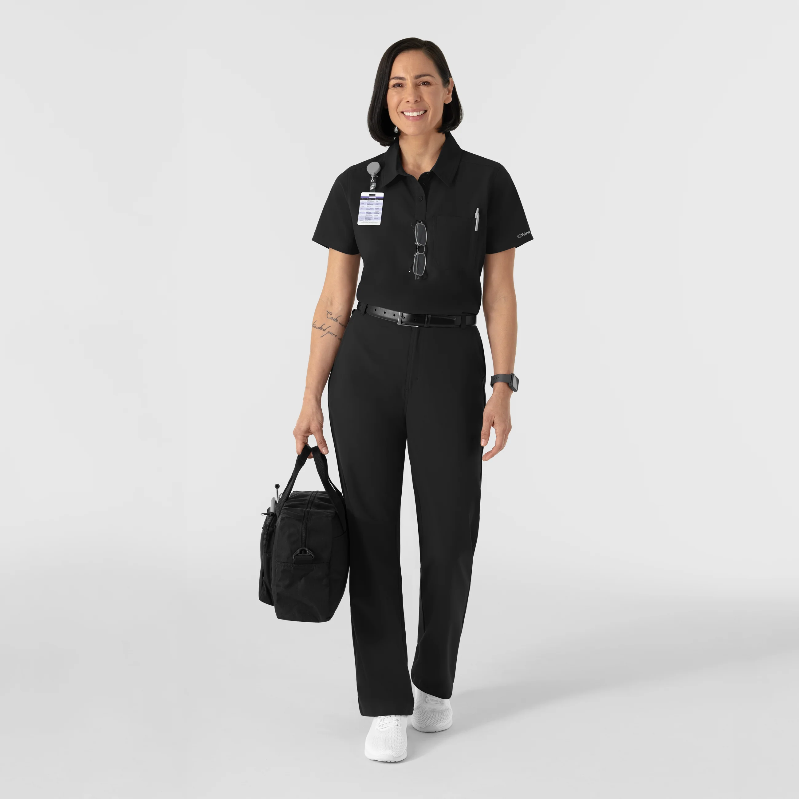 NURTUR Women’s Scrub Chino Pant - Black - Image 3