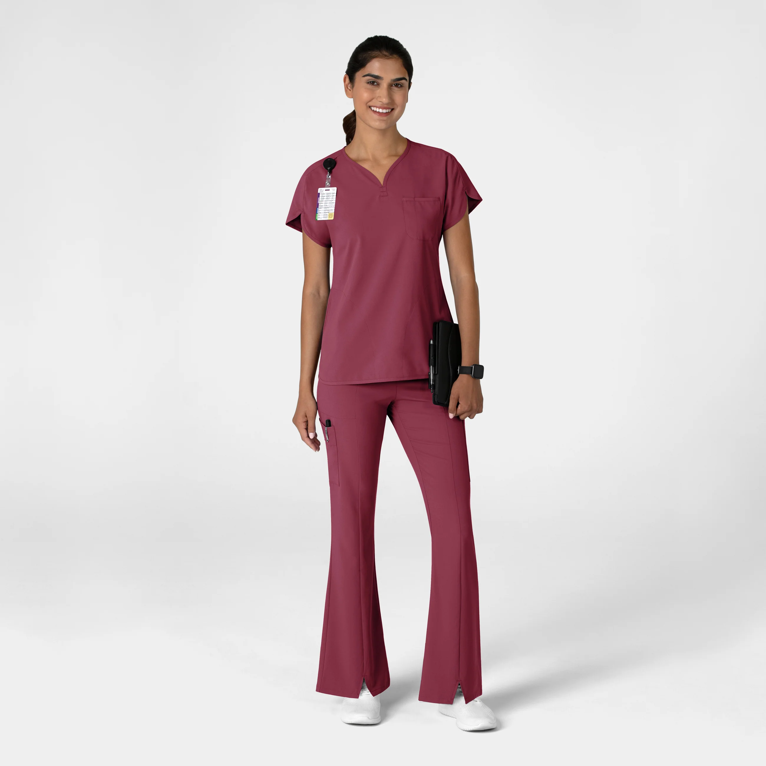 RENEW Women's Cargo Flare Scrub Pant - Carnation - Image 3