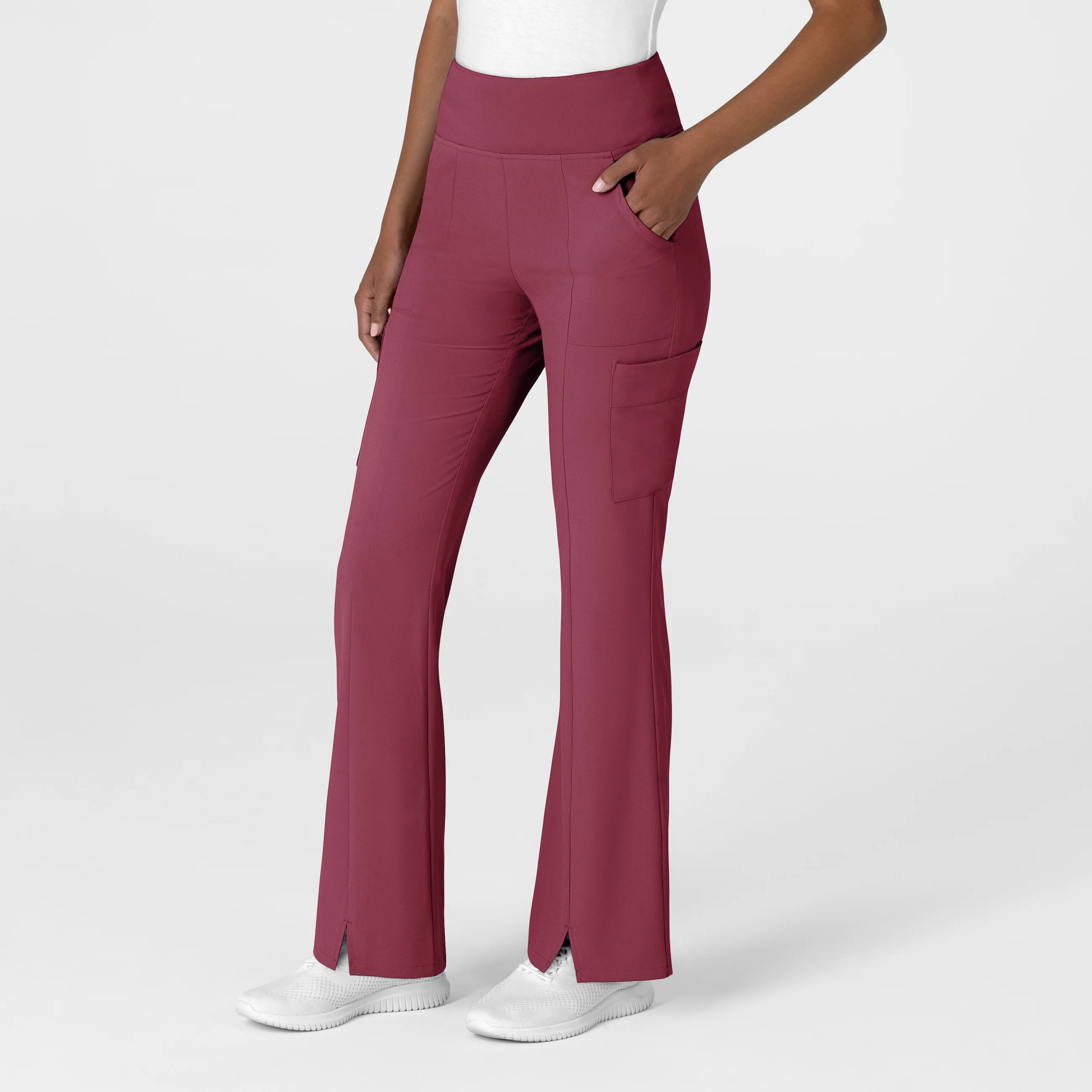 RENEW Women's Cargo Flare Scrub Pant - Carnation - Image 4