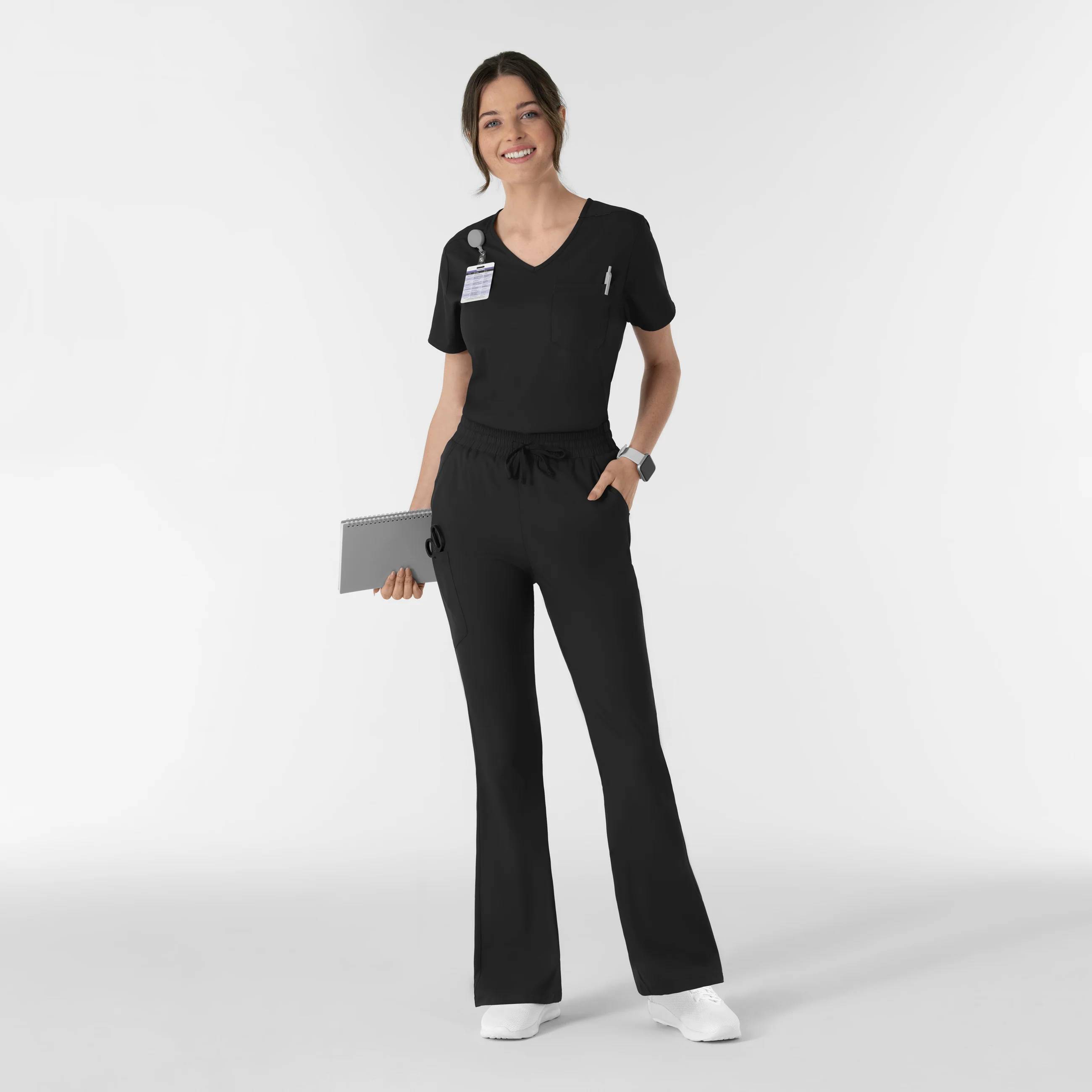 Boundless Women's Flare Leg Scrub Pant - Black - Image 3