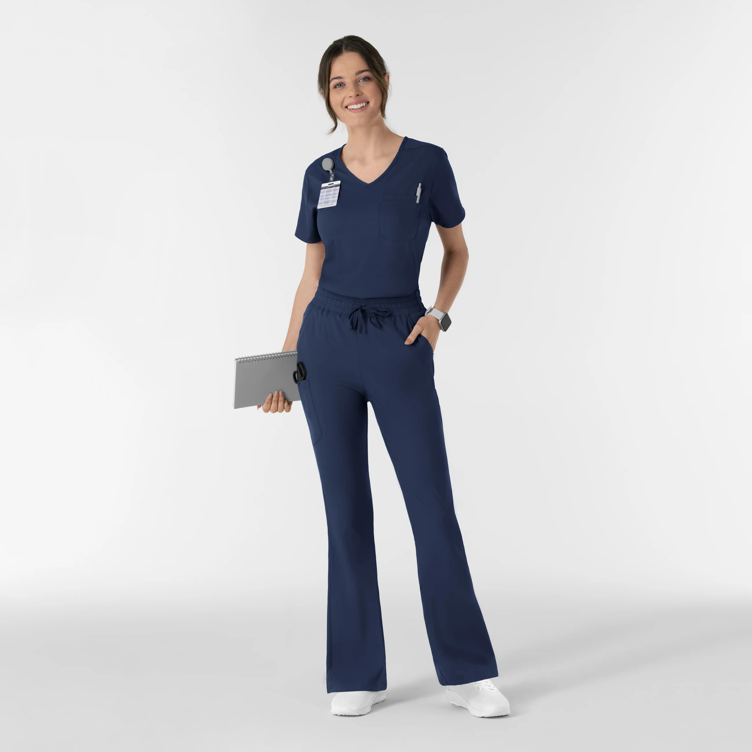 Boundless Women's Flare Leg Scrub Pant - Navy - Image 3
