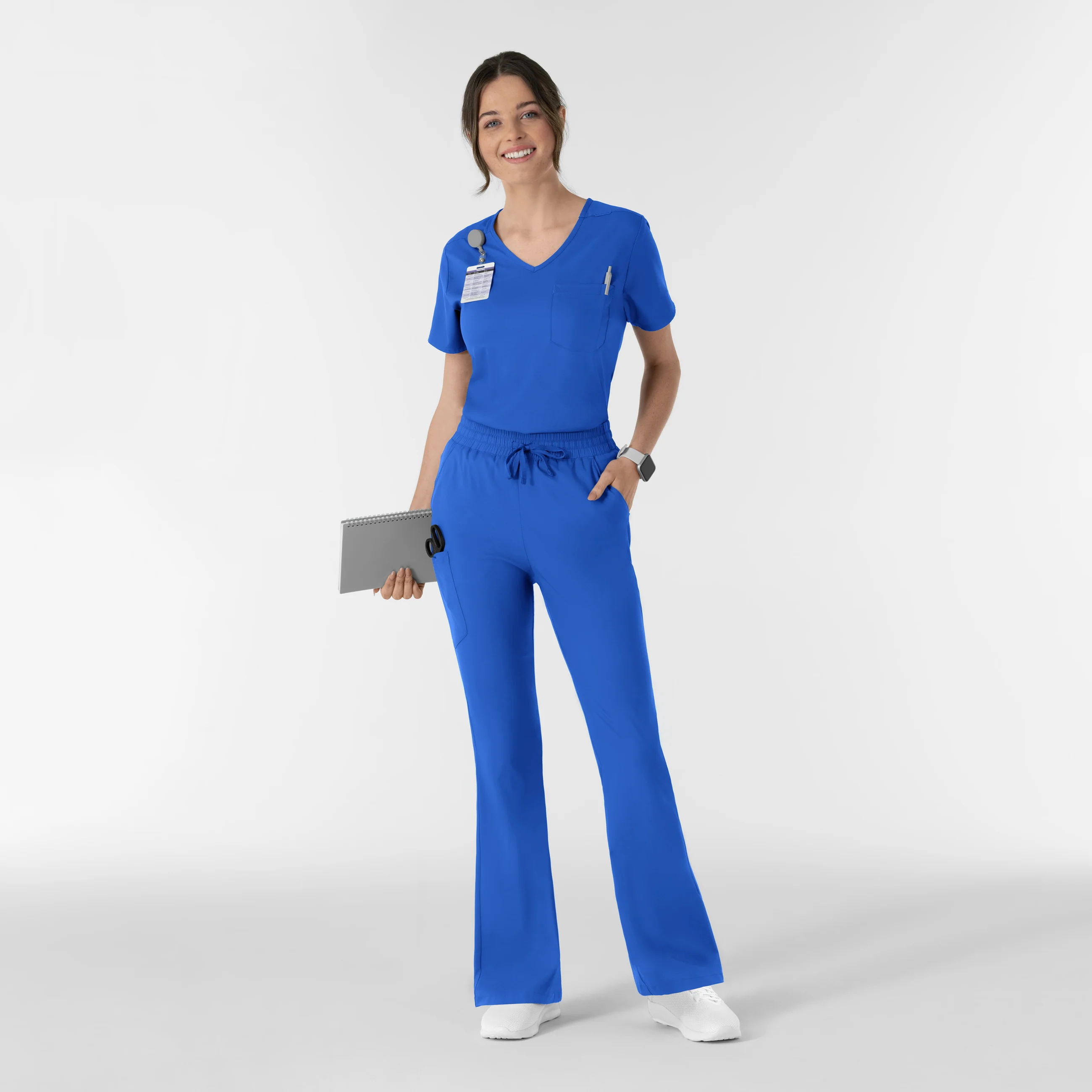 Boundless Women's Flare Leg Scrub Pant - Royal - Image 4
