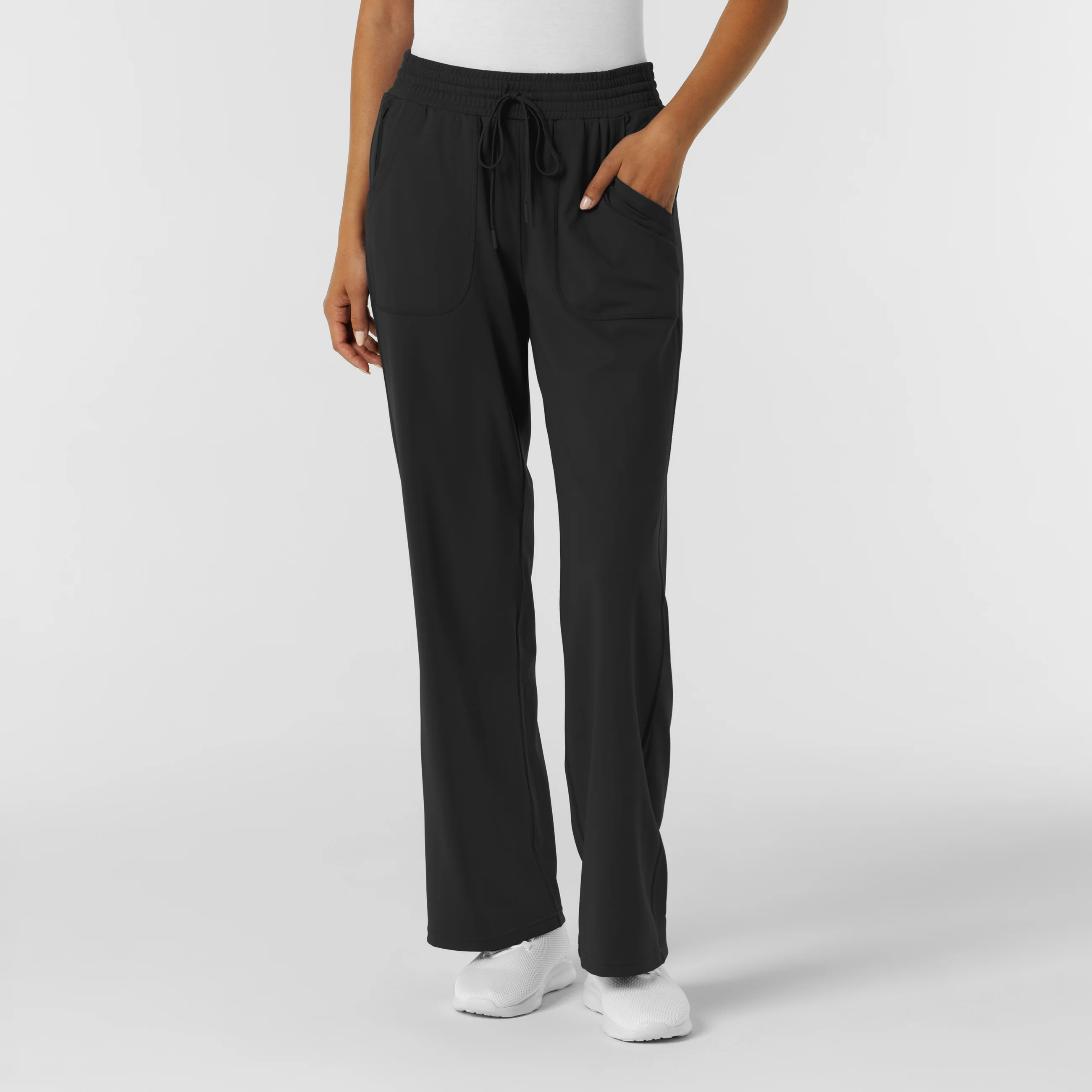 RENEW Knit Women's Wide Leg Scrub Pant - Black - Image 4