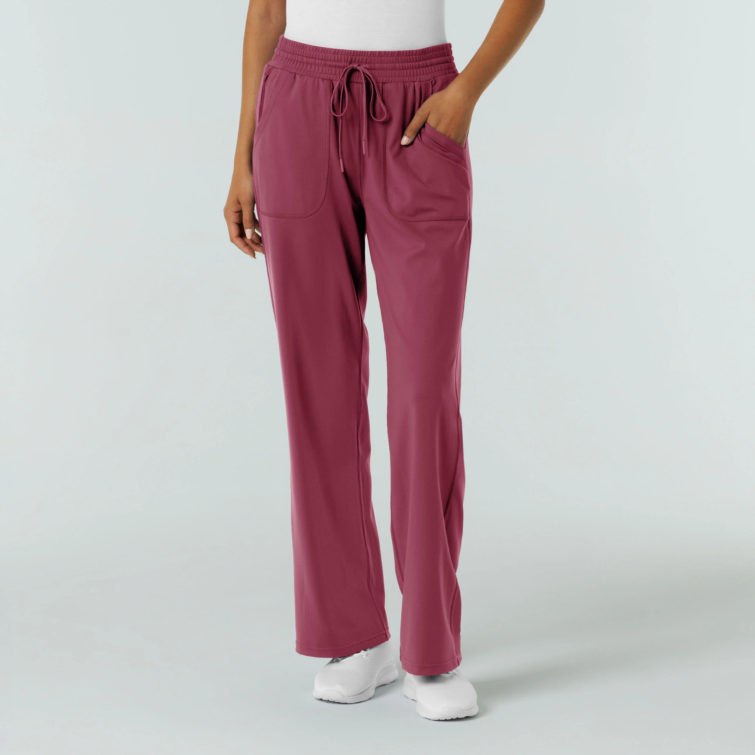 RENEW Knit Women's Wide Leg Scrub Pant - Carnation - Image 4