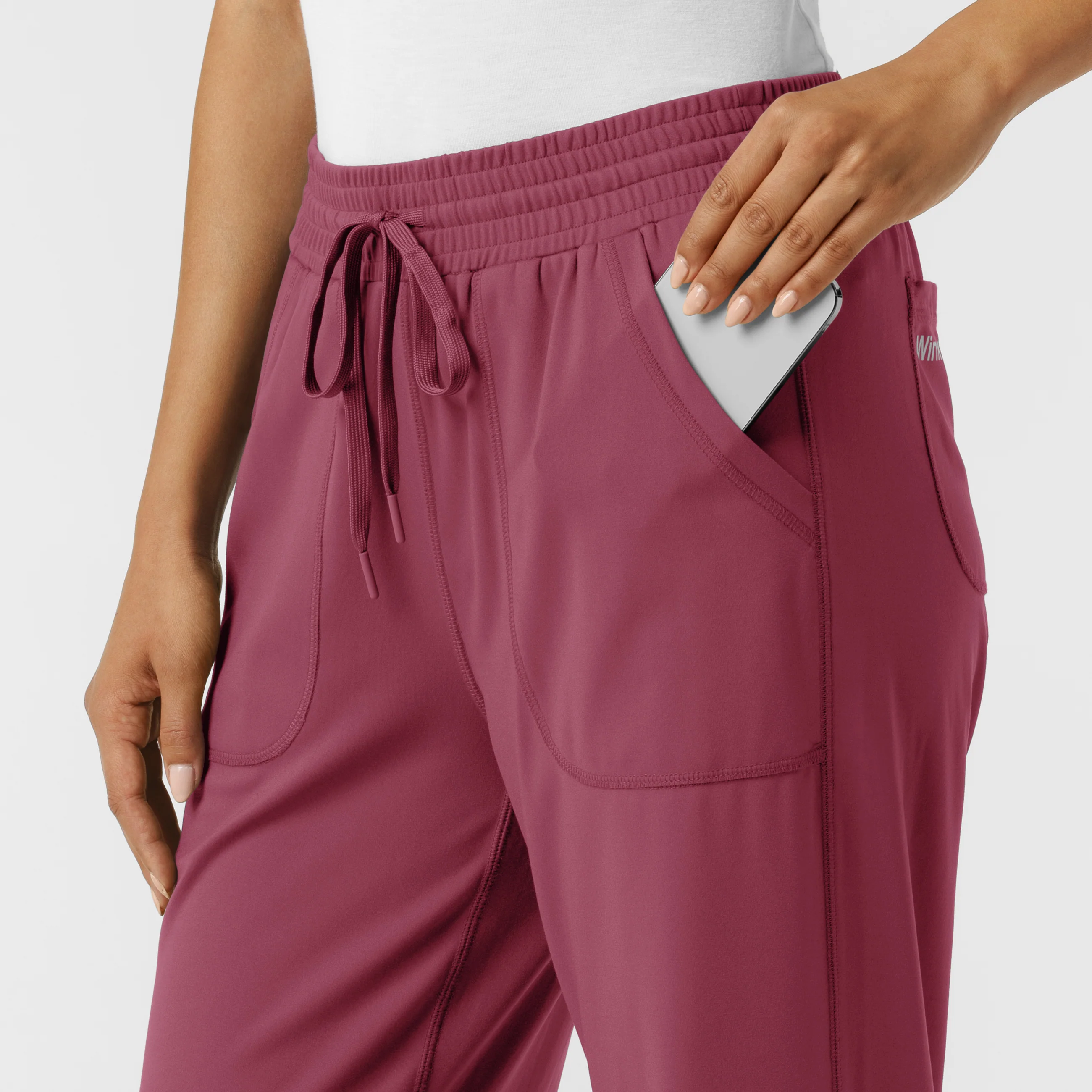 RENEW Knit Women's Wide Leg Scrub Pant - Carnation - Image 8