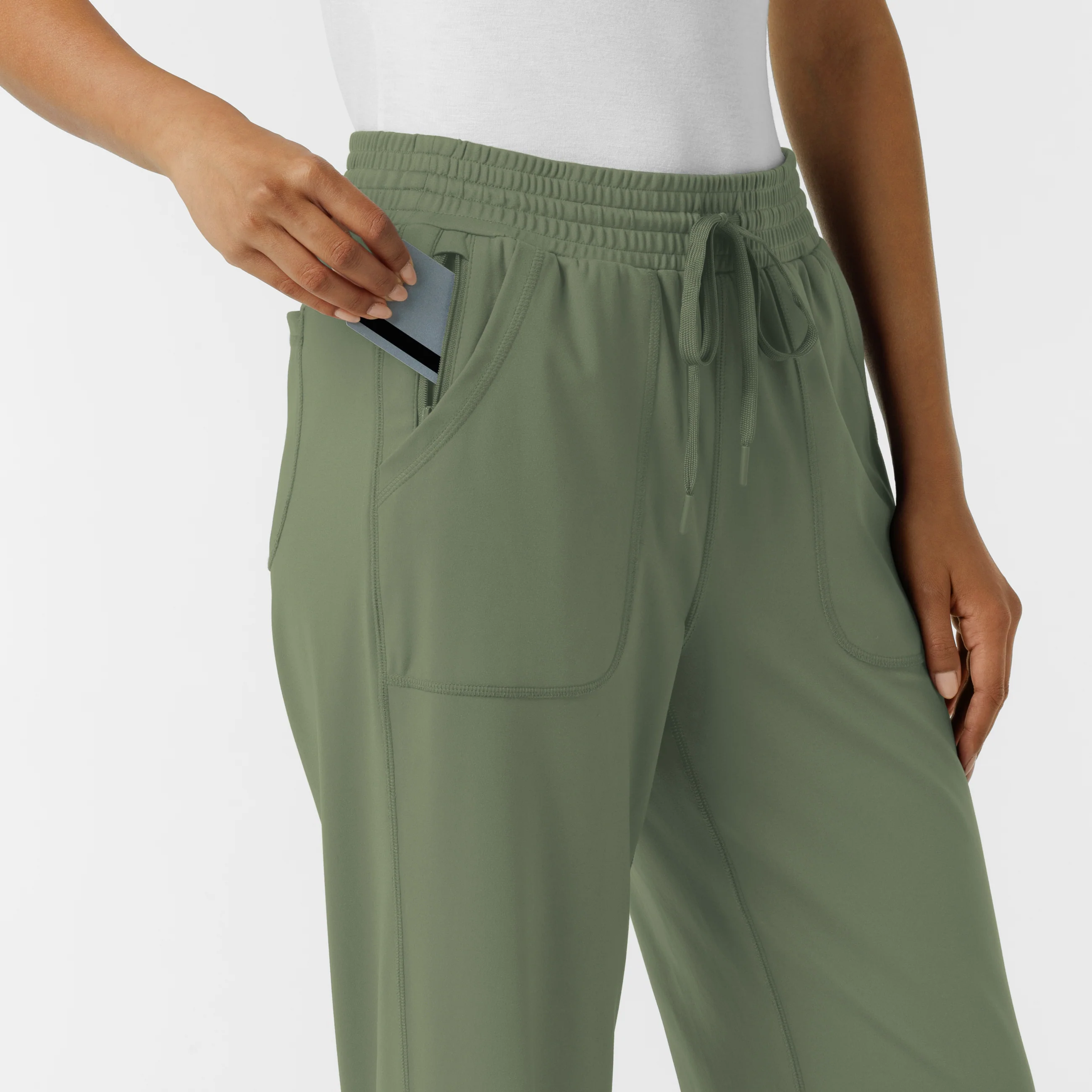 RENEW Knit Women's Wide Leg Scrub Pant - Olive - Image 8