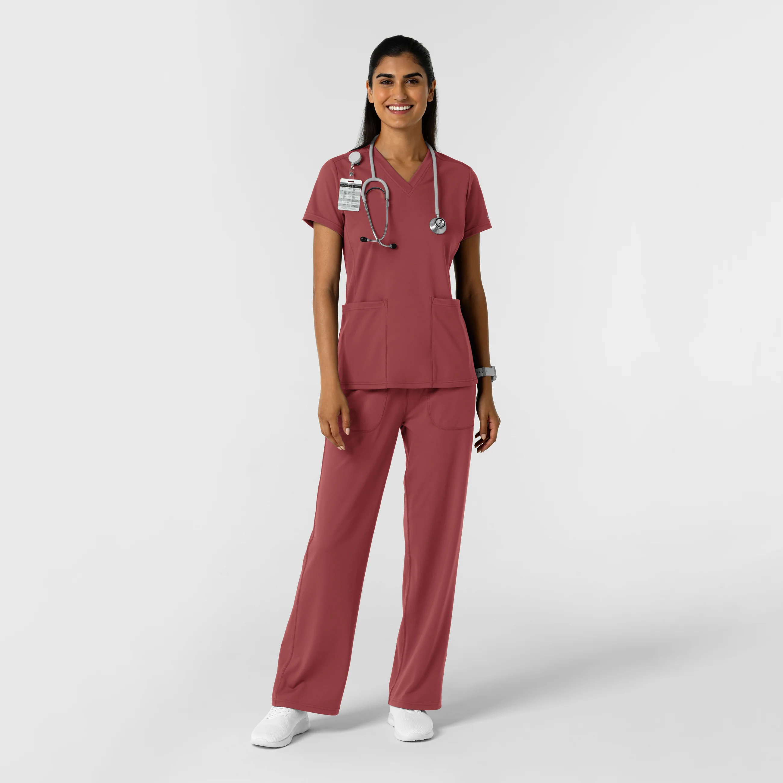 RENEW Knit Women's Wide Leg Scrub Pant - Ruby - Image 3
