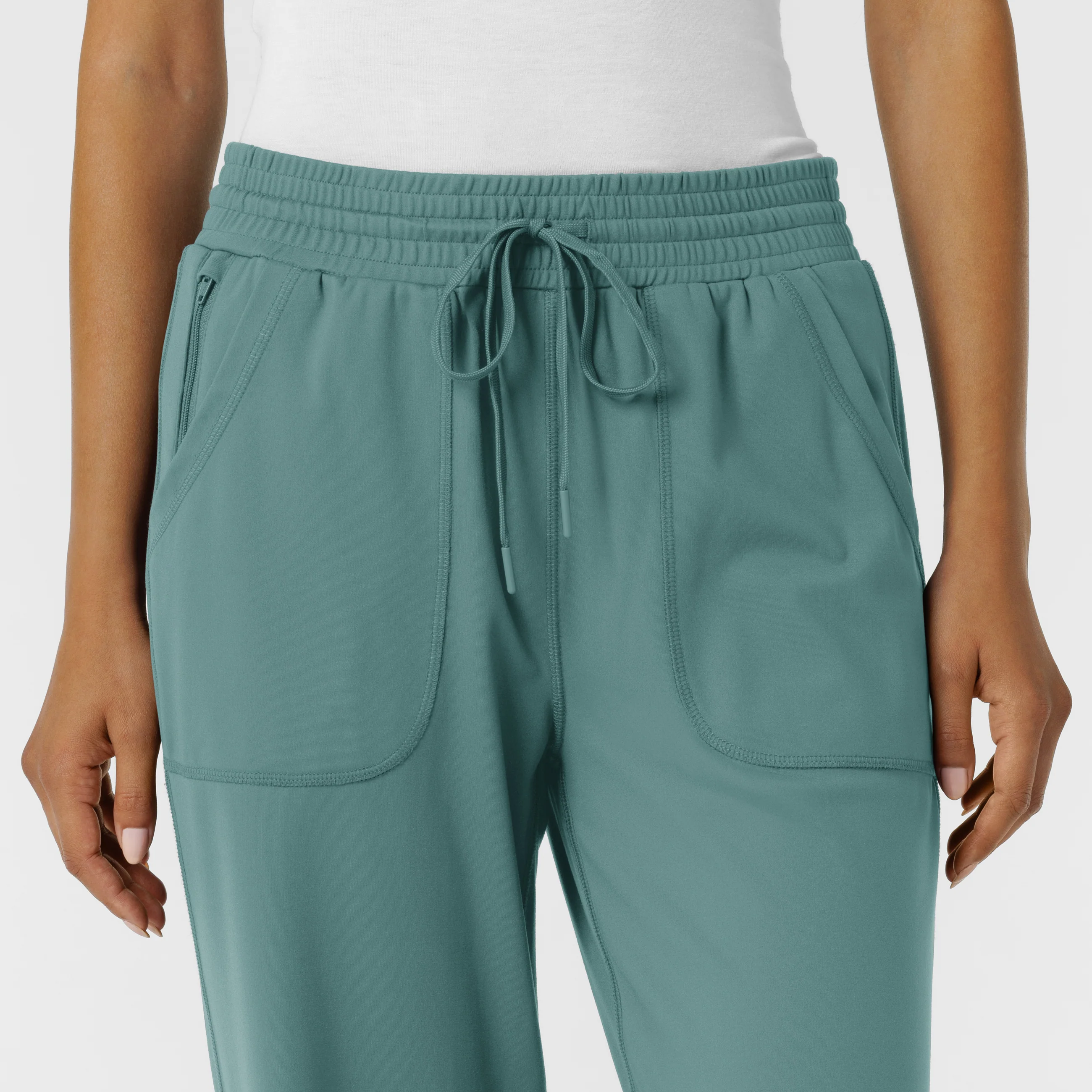 RENEW Knit Women's Wide Leg Scrub Pant - Vintage Teal - Image 5