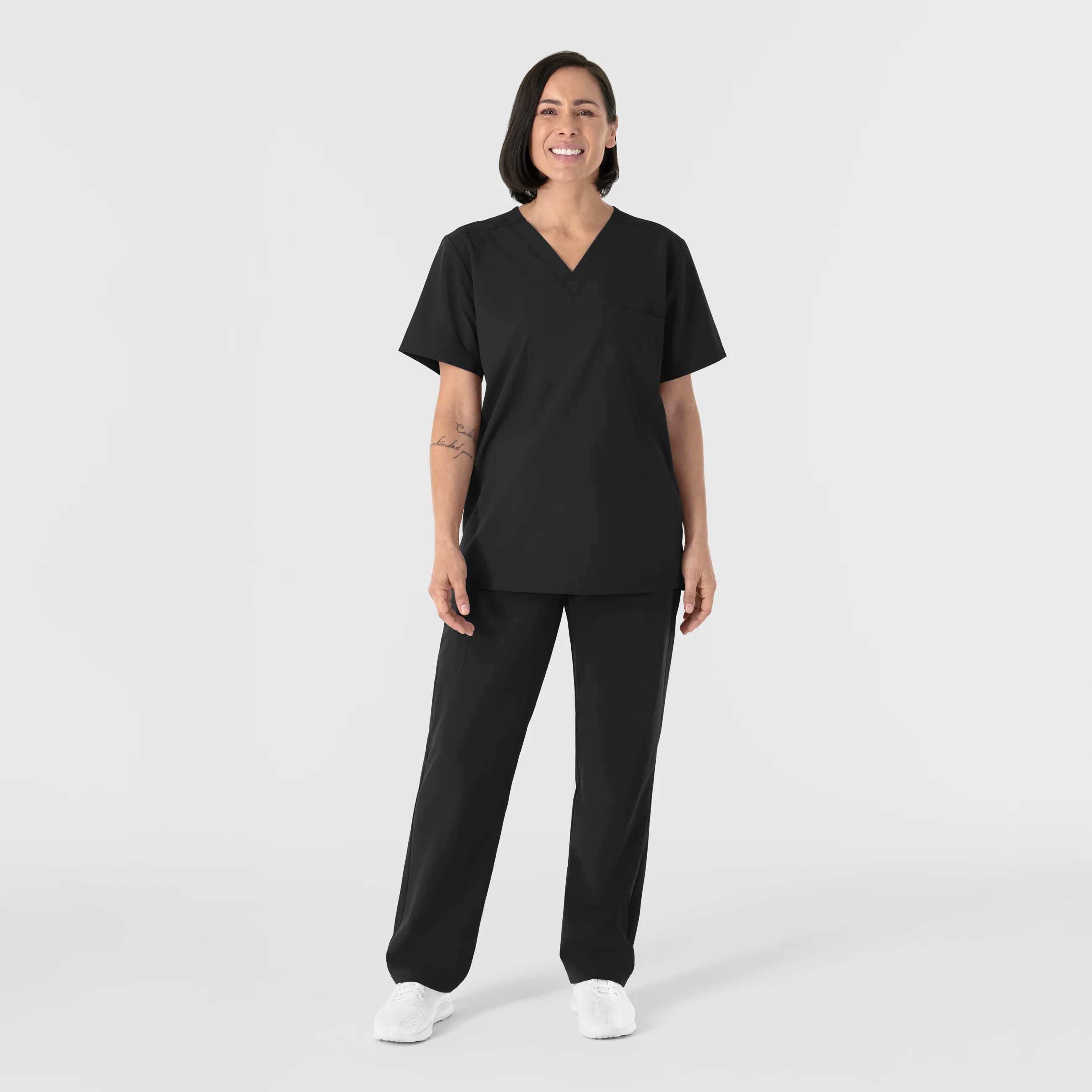 NURTUR Unisex Straight Leg Cargo Scrub Pant - Black - Image 2