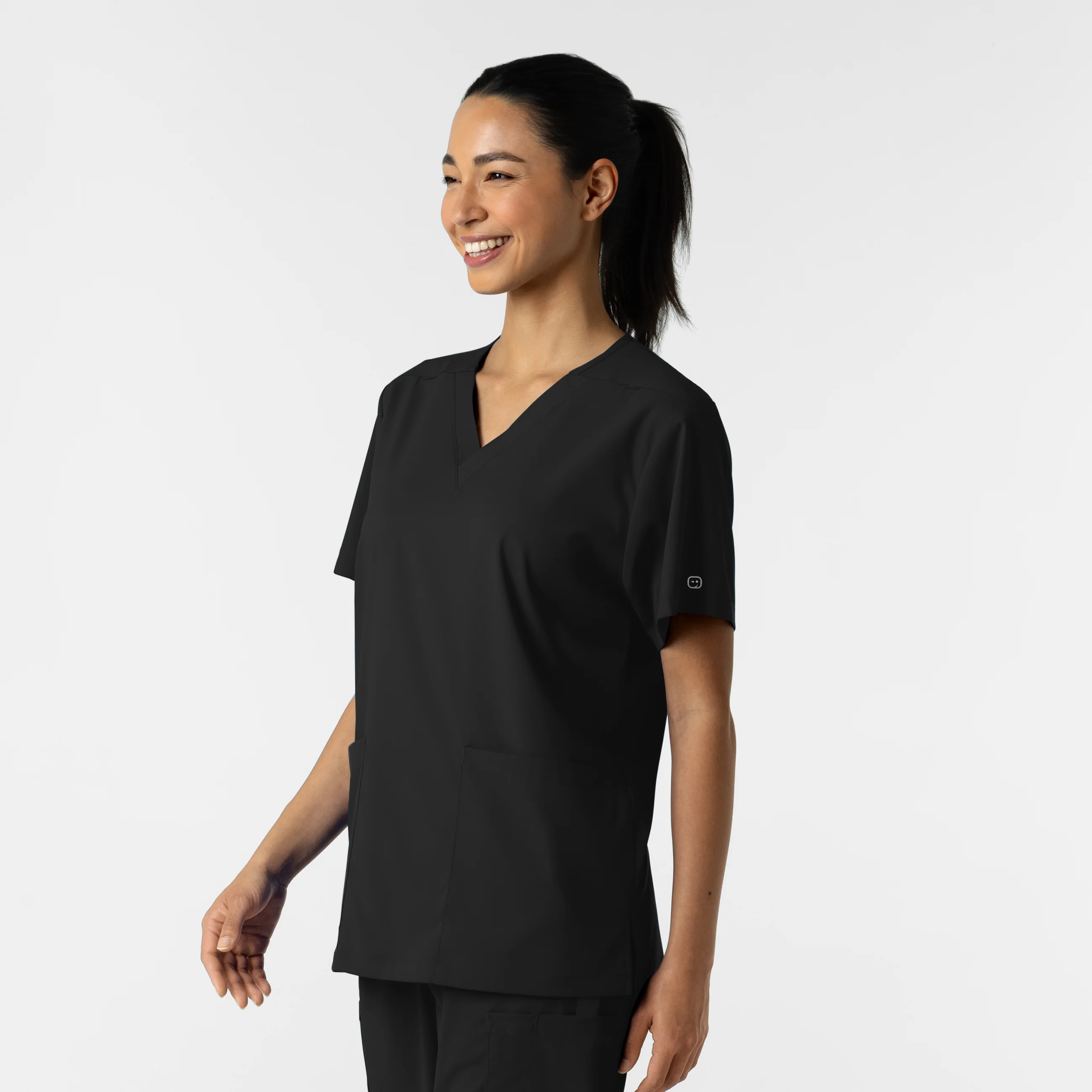 Boundless Unisex V-Neck Scrub Top - Black - Image 4