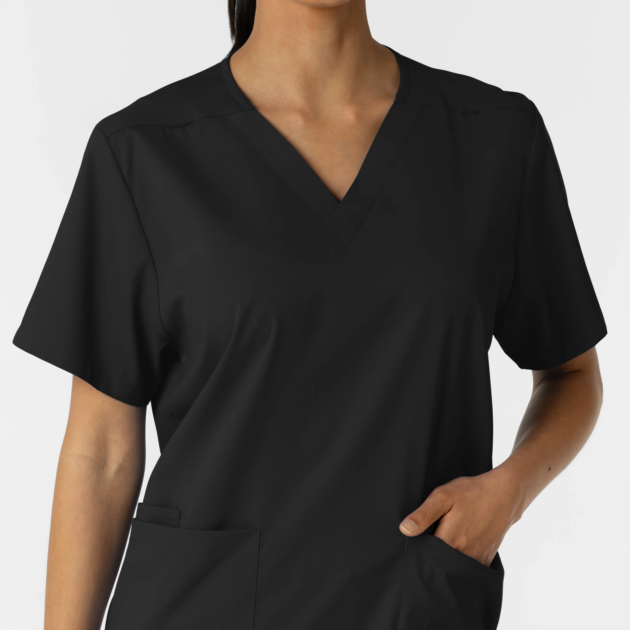 Boundless Unisex V-Neck Scrub Top - Black - Image 5