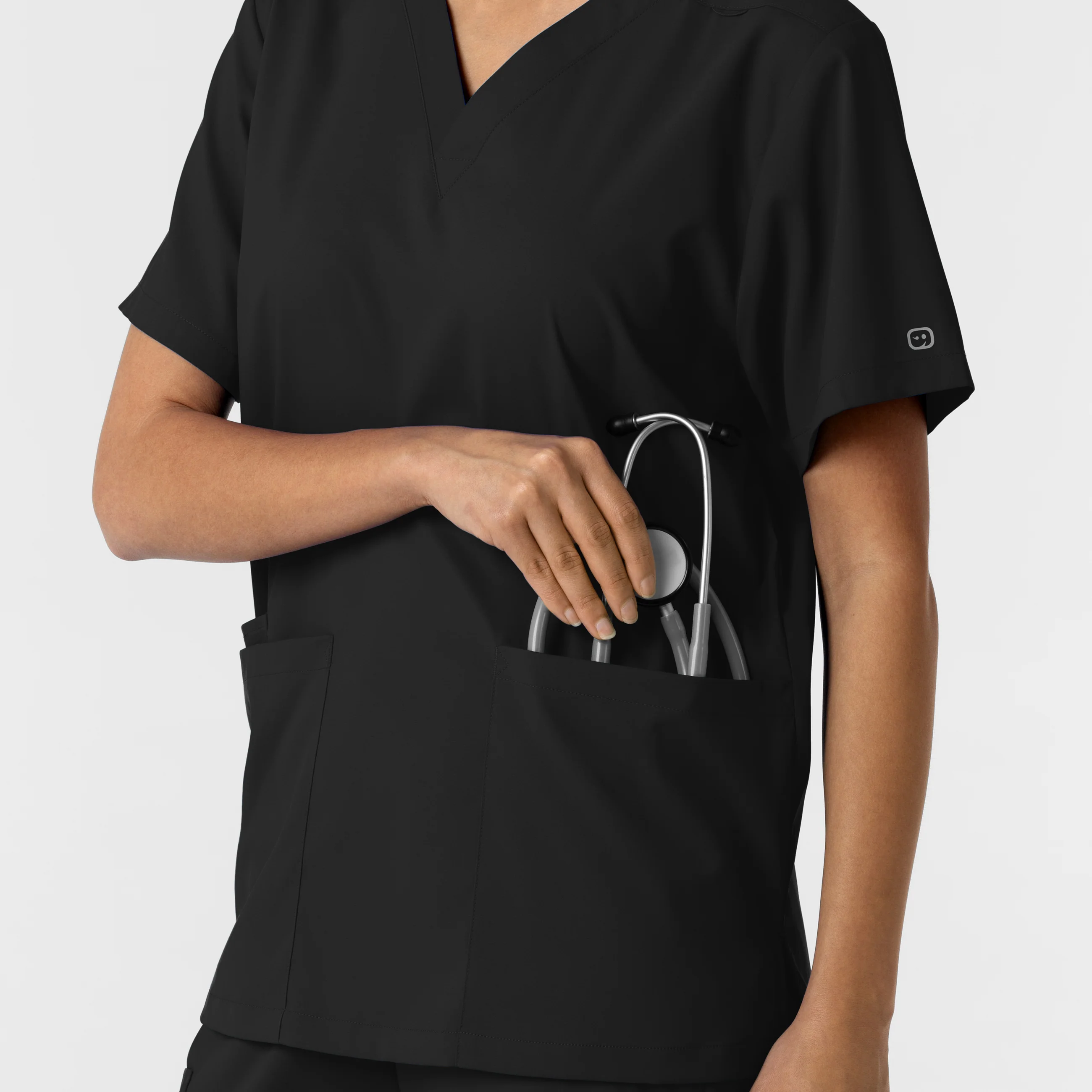 Boundless Unisex V-Neck Scrub Top - Black - Image 9