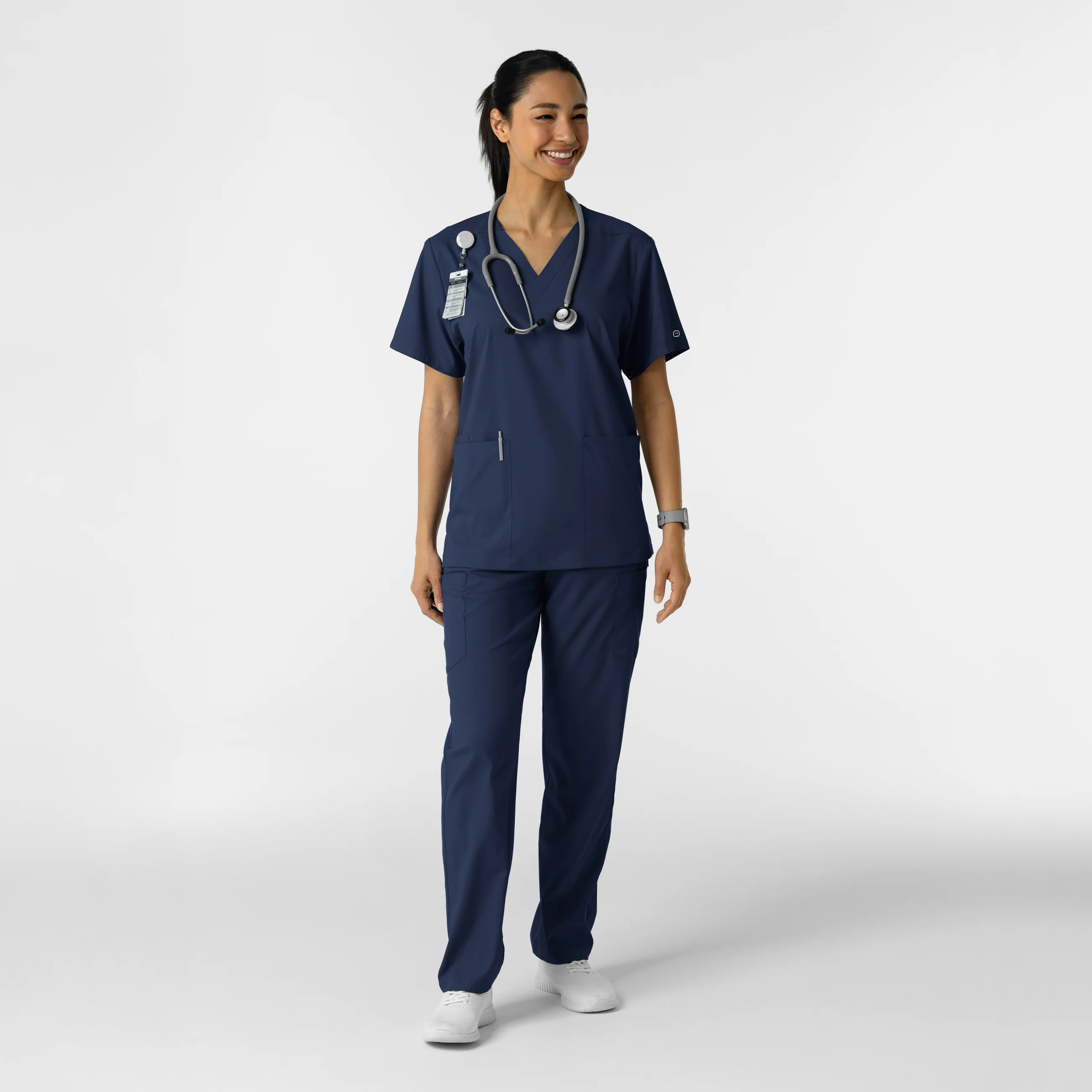 Boundless Unisex V-Neck Scrub Top - Navy - Image 4