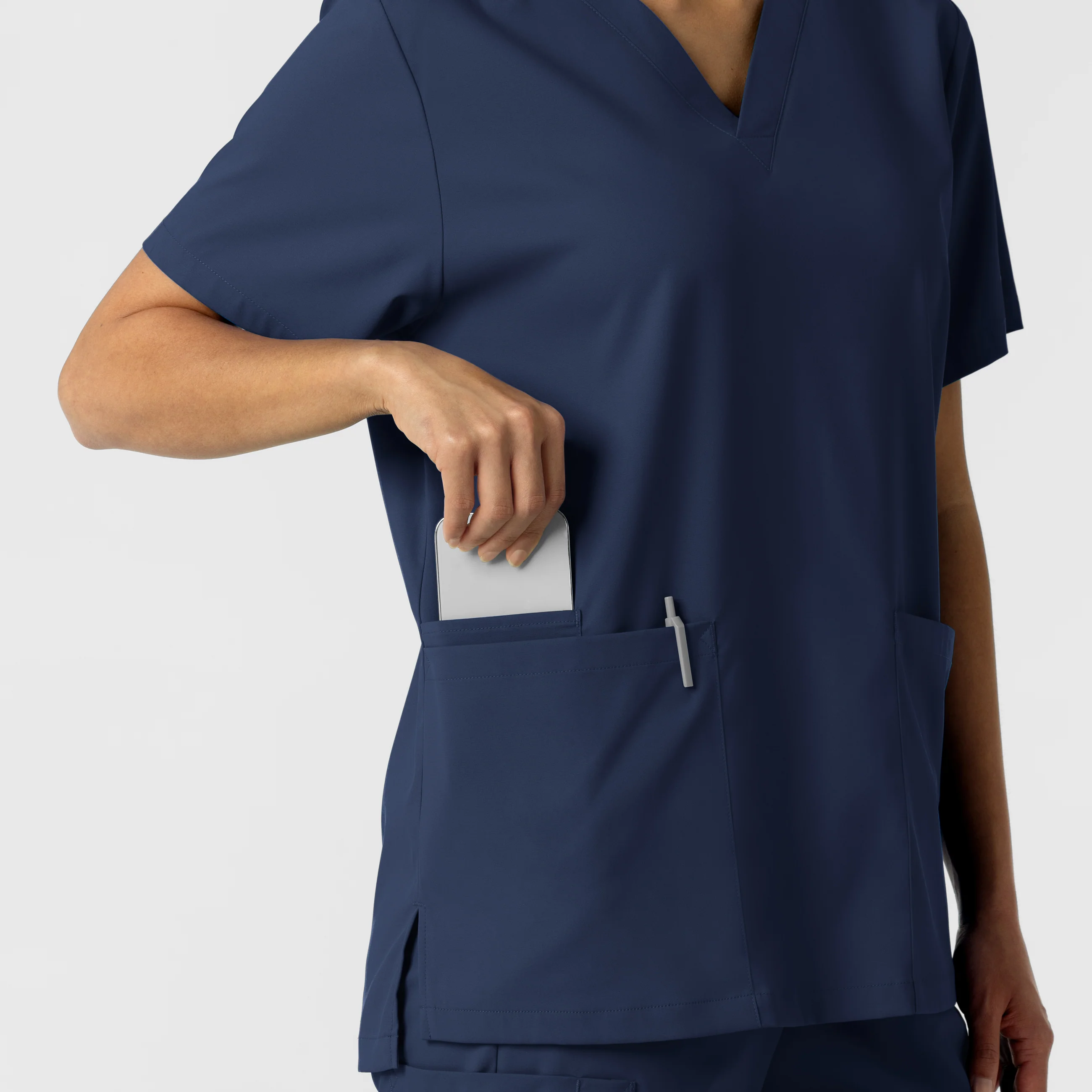 Boundless Unisex V-Neck Scrub Top - Navy - Image 8