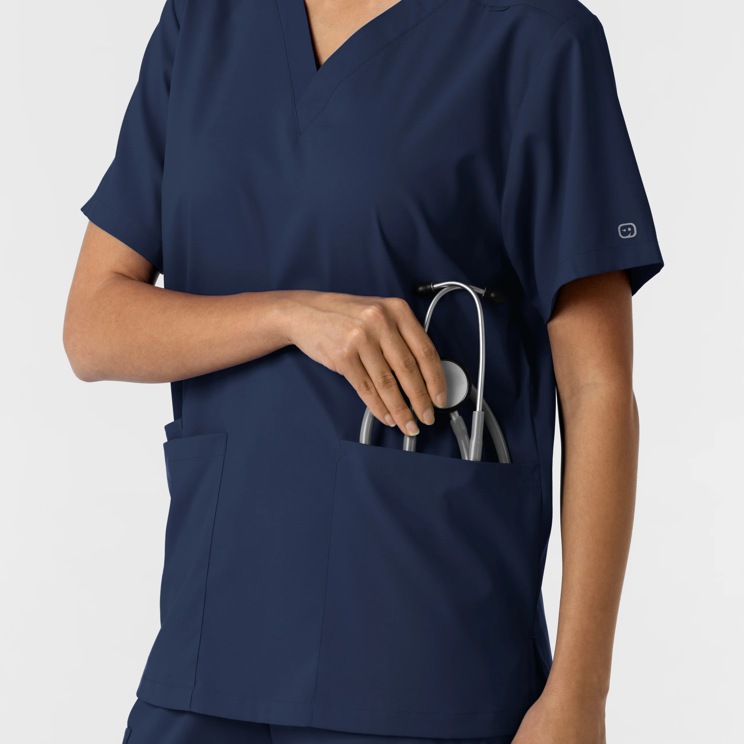 Boundless Unisex V-Neck Scrub Top - Navy - Image 9