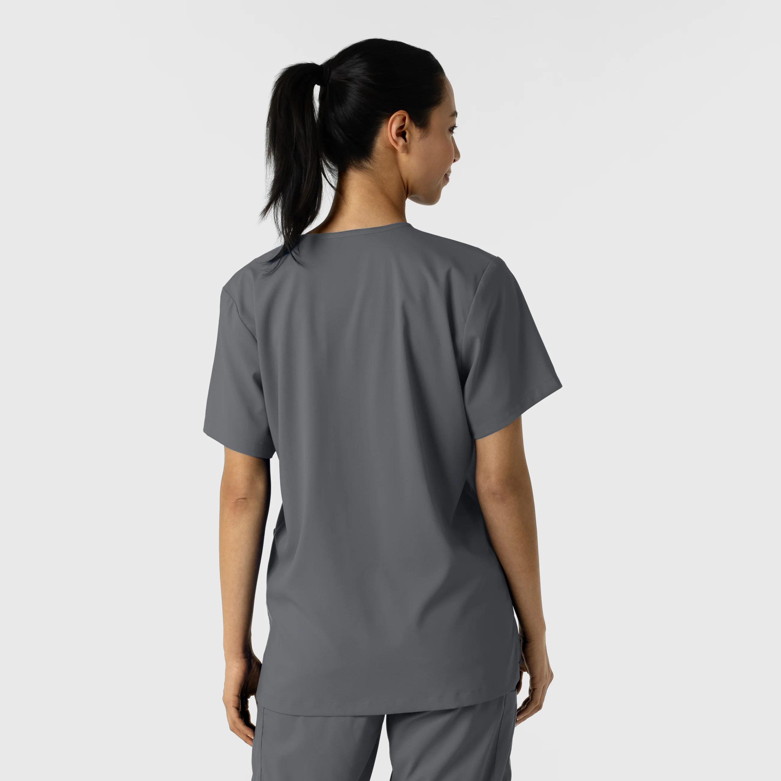 Boundless Unisex V-Neck Scrub Top - Pewter - Image 2