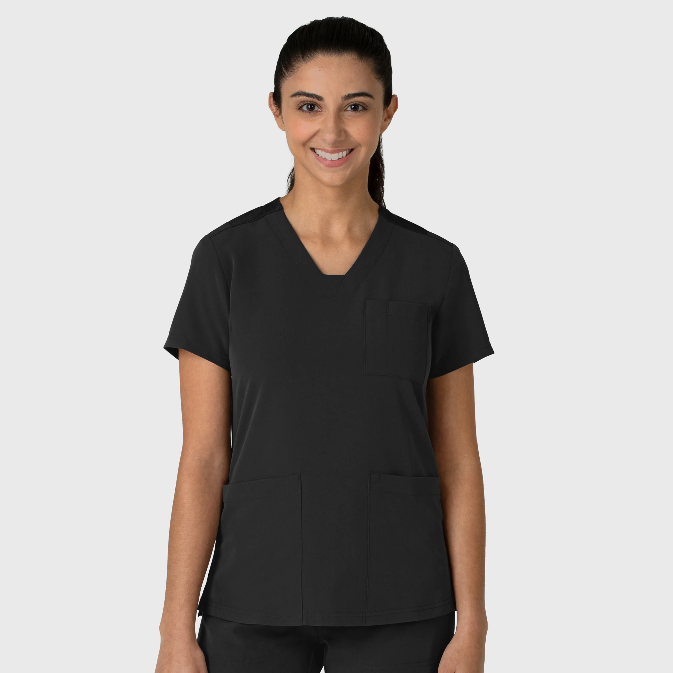 Nova Women's Flex-n-Reach V-Neck Scrub Top - Black