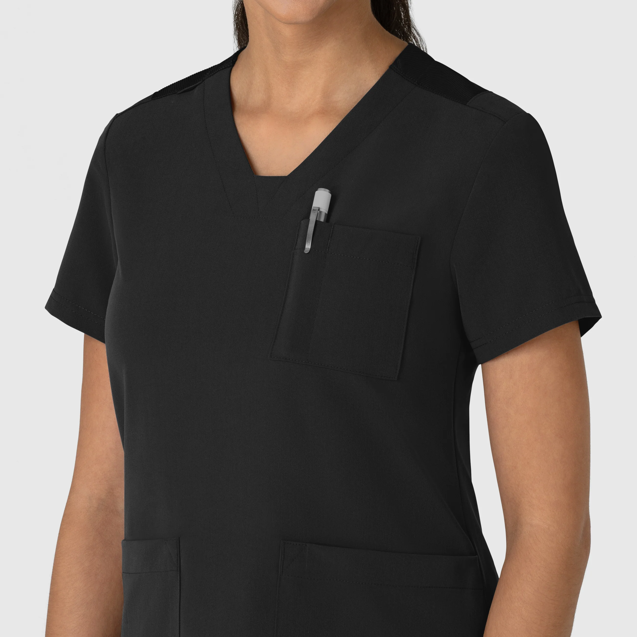 Nova Women's Flex-n-Reach V-Neck Scrub Top - Black - Image 6