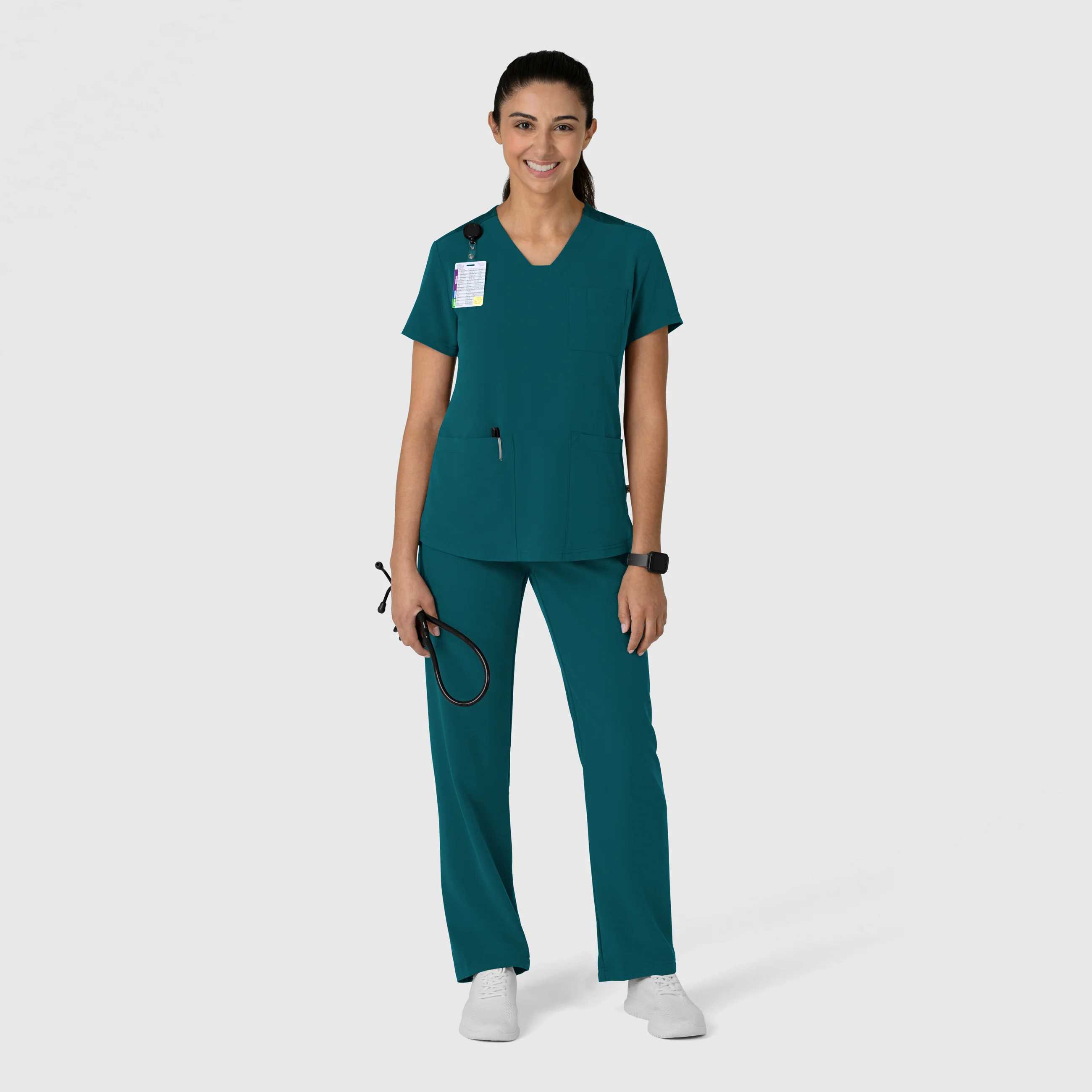 Nova Women's Flex-n-Reach V-Neck Scrub Top - Caribbean - Image 8