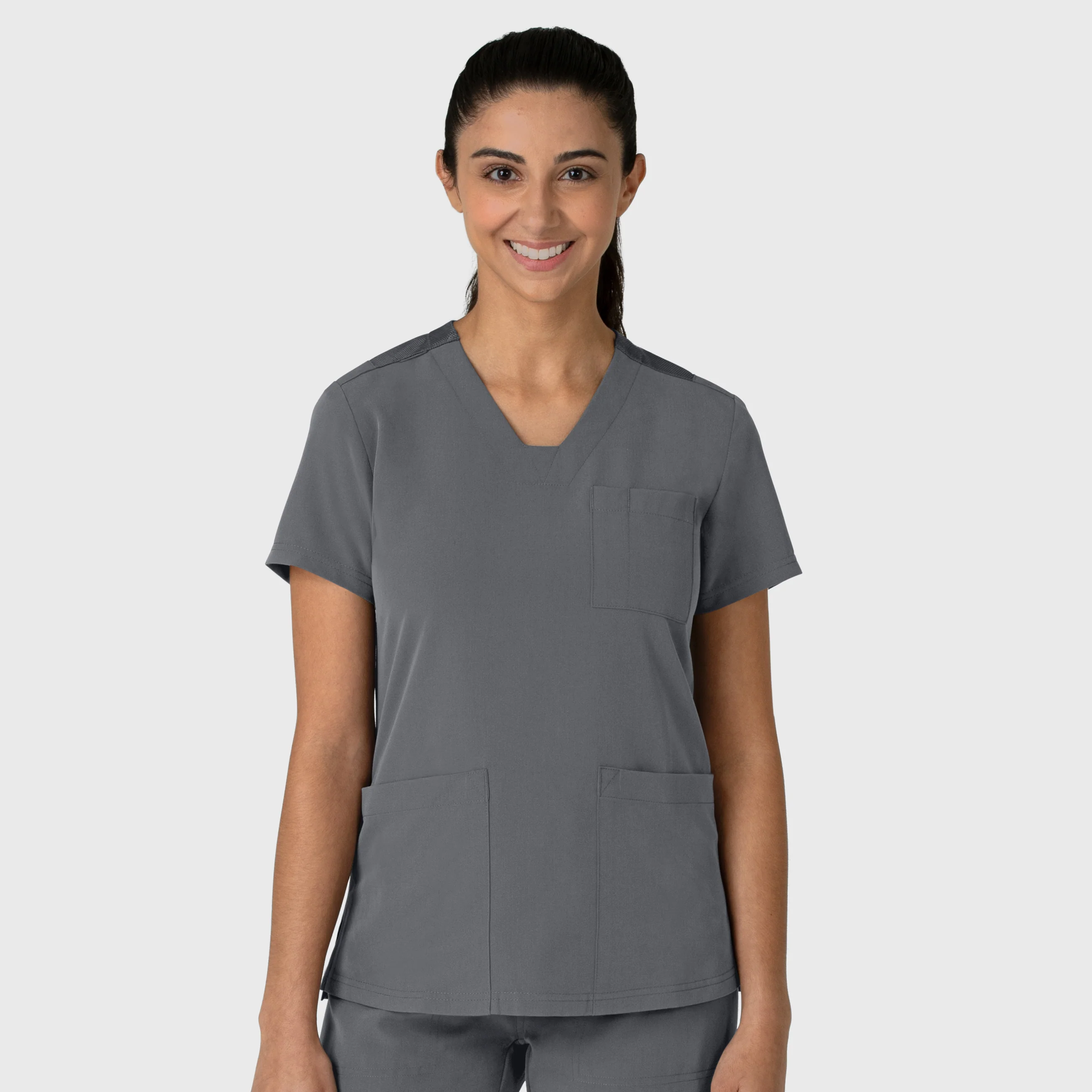 Nova Women's Flex-n-Reach V-Neck Scrub Top - Pewter