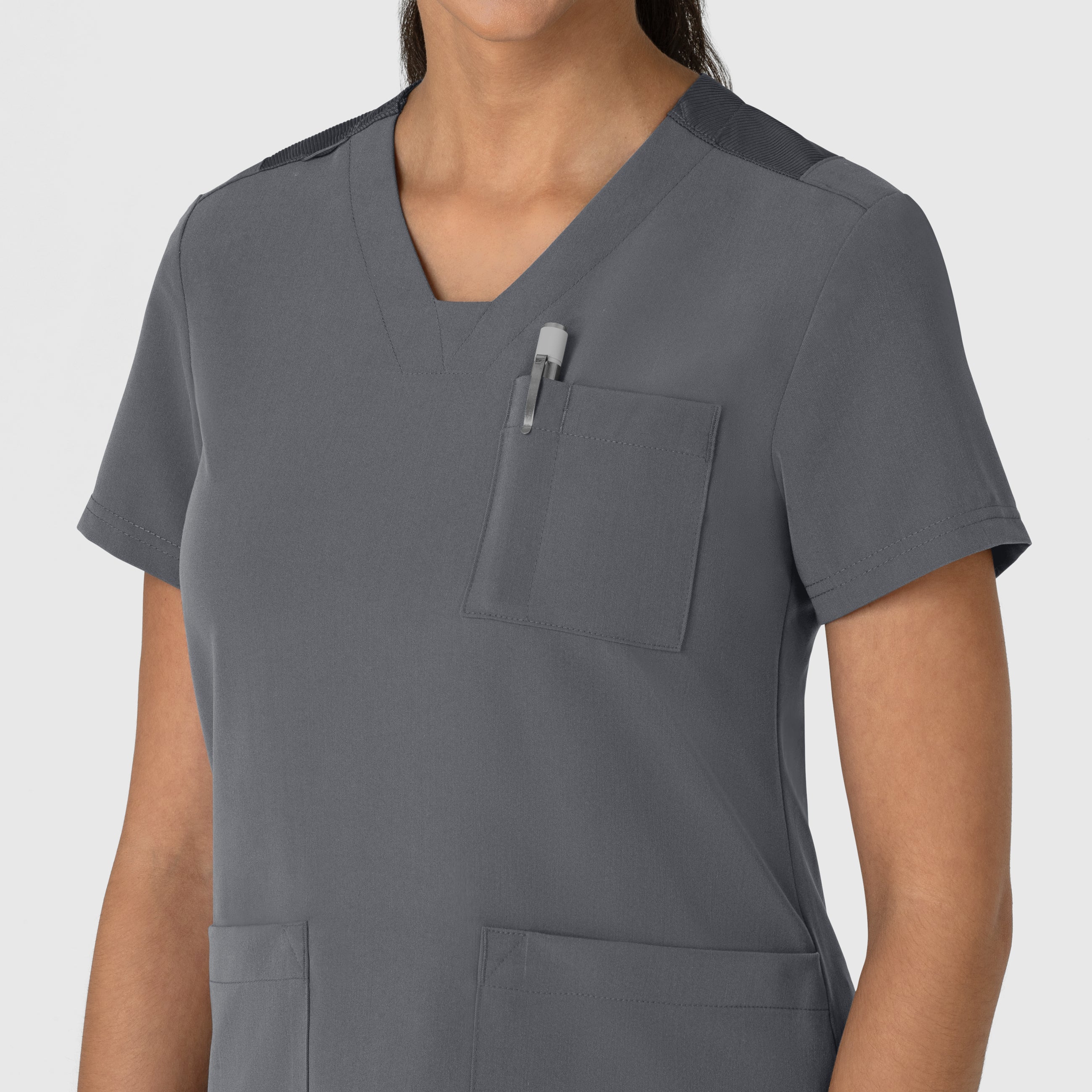 Nova Women's Flex-n-Reach V-Neck Scrub Top - Pewter - Image 6