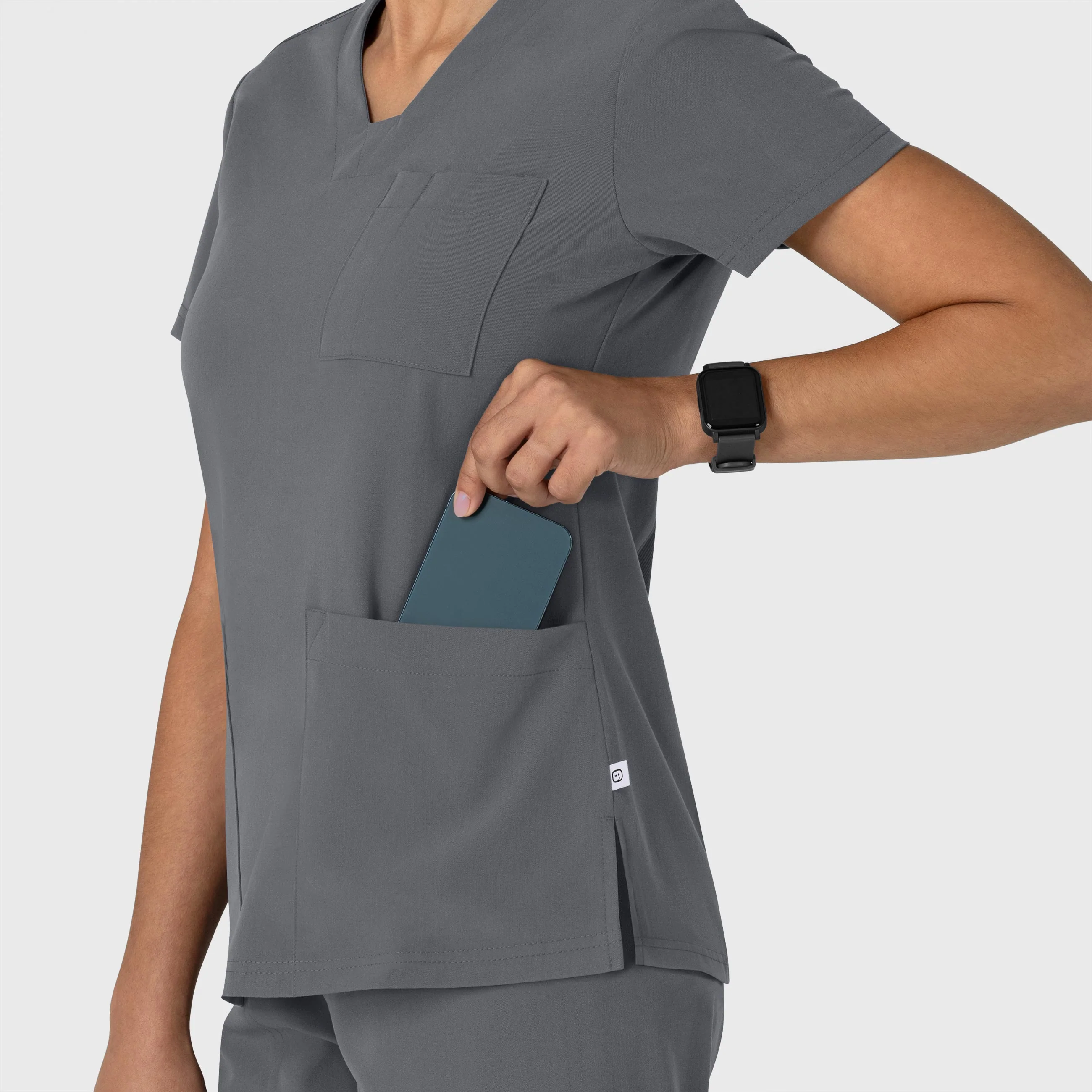 Nova Women's Flex-n-Reach V-Neck Scrub Top - Pewter - Image 7