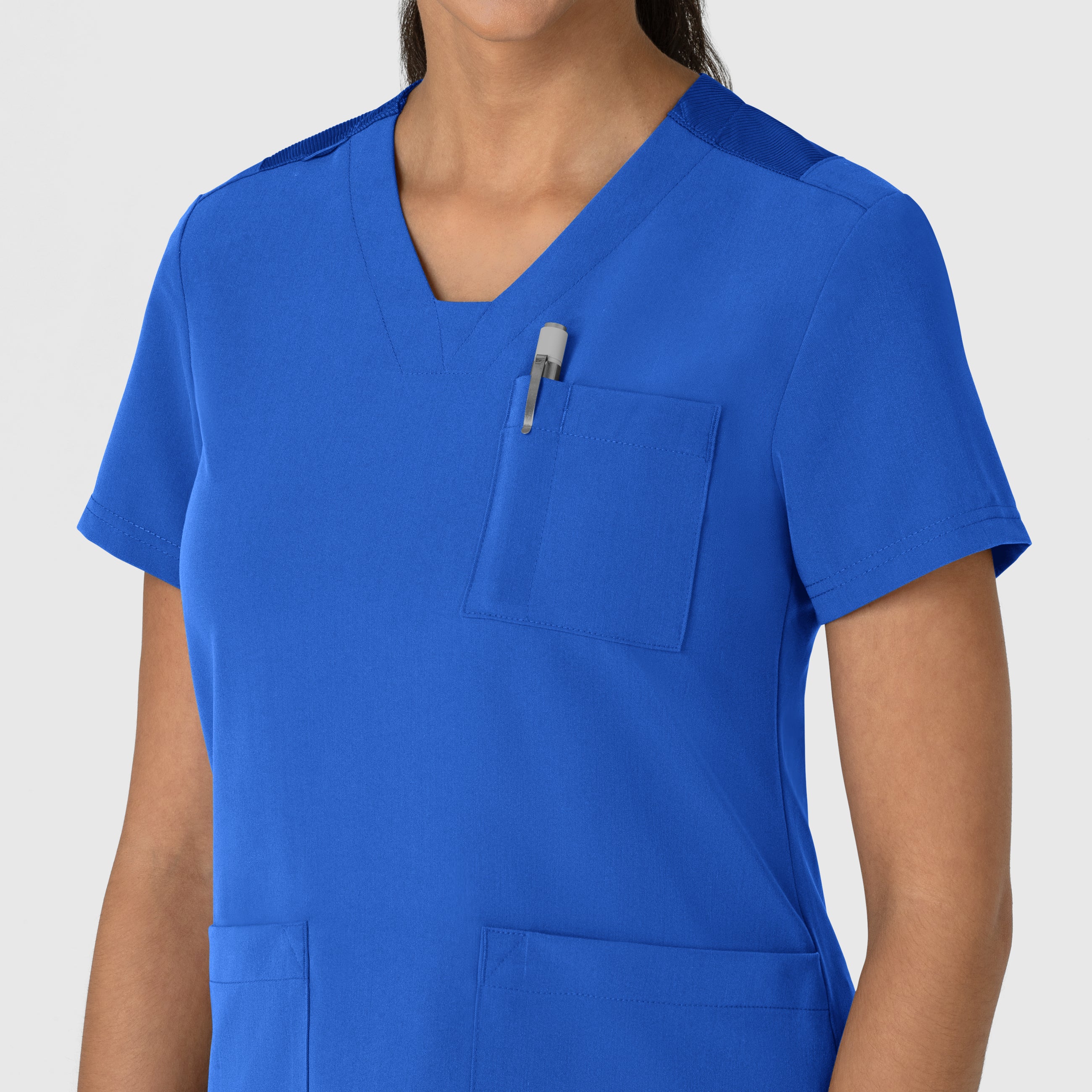 Nova Women's Flex-n-Reach V-Neck Scrub Top - Royal - Image 6