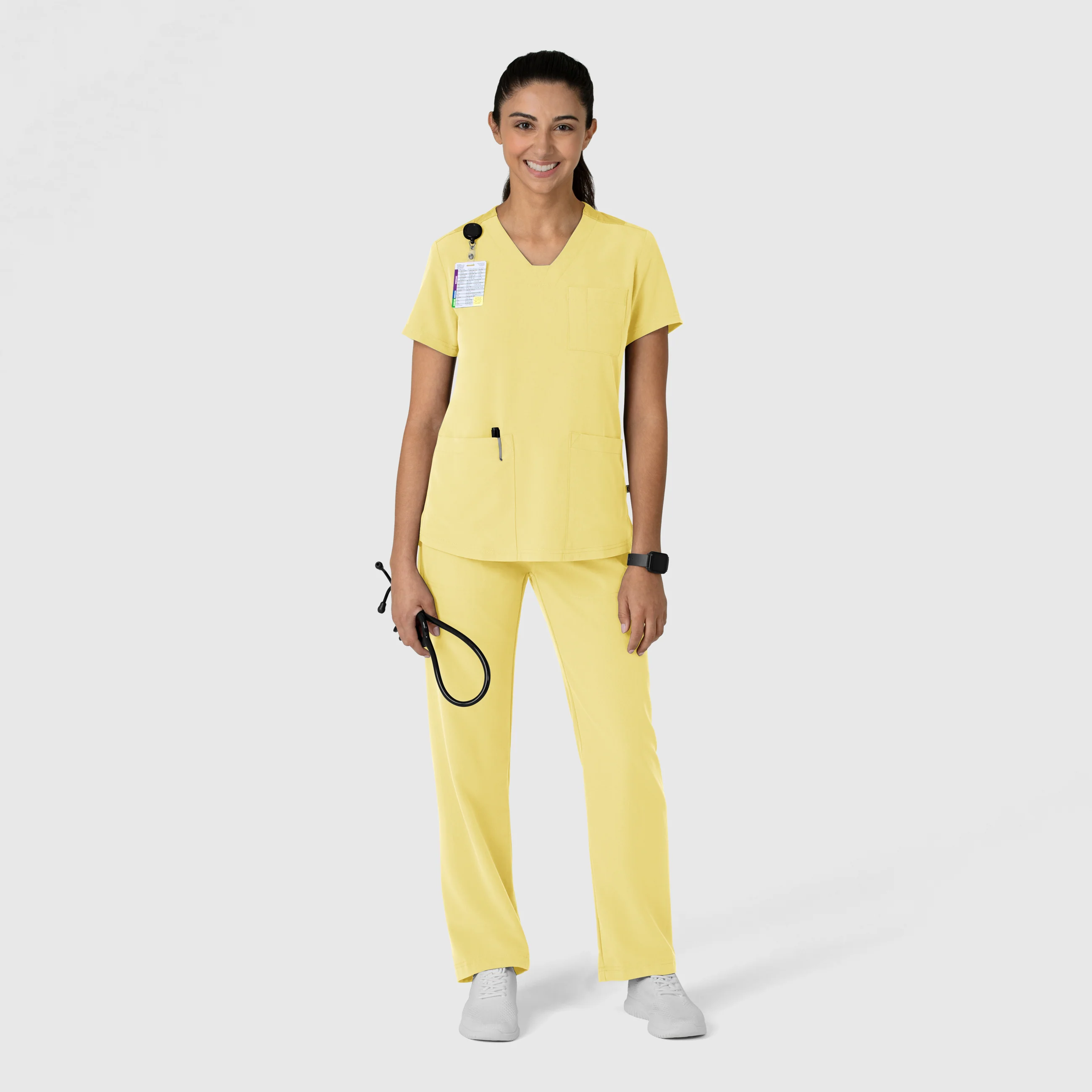 Nova Women's Flex-n-Reach V-Neck Scrub Top - Sunshine Yellow - Image 9