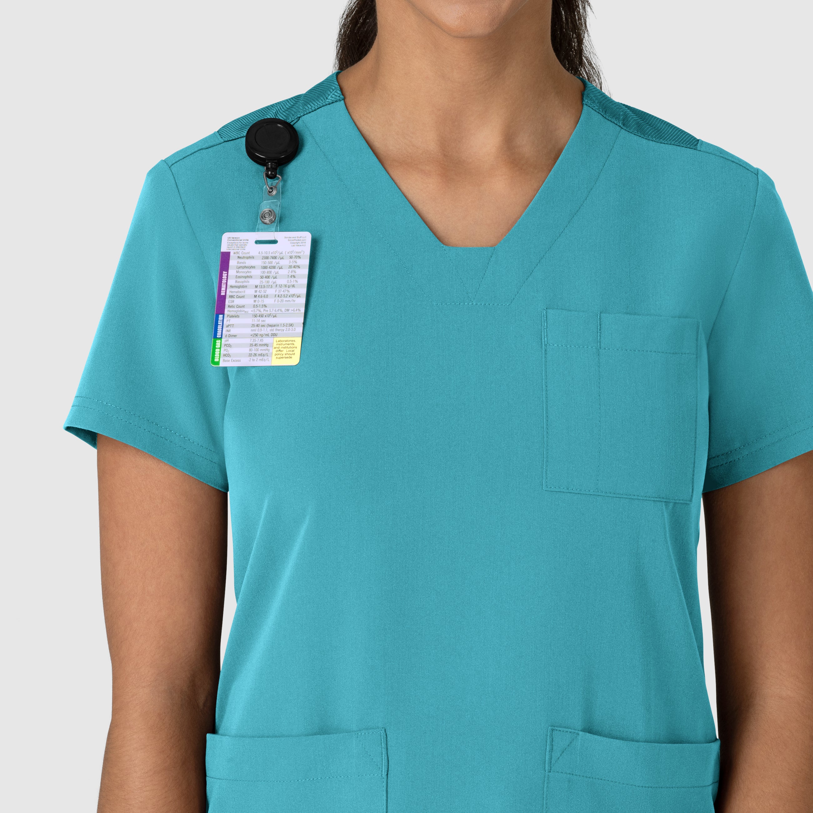 Nova Women's Flex-n-Reach V-Neck Scrub Top - Teal Blue - Image 5