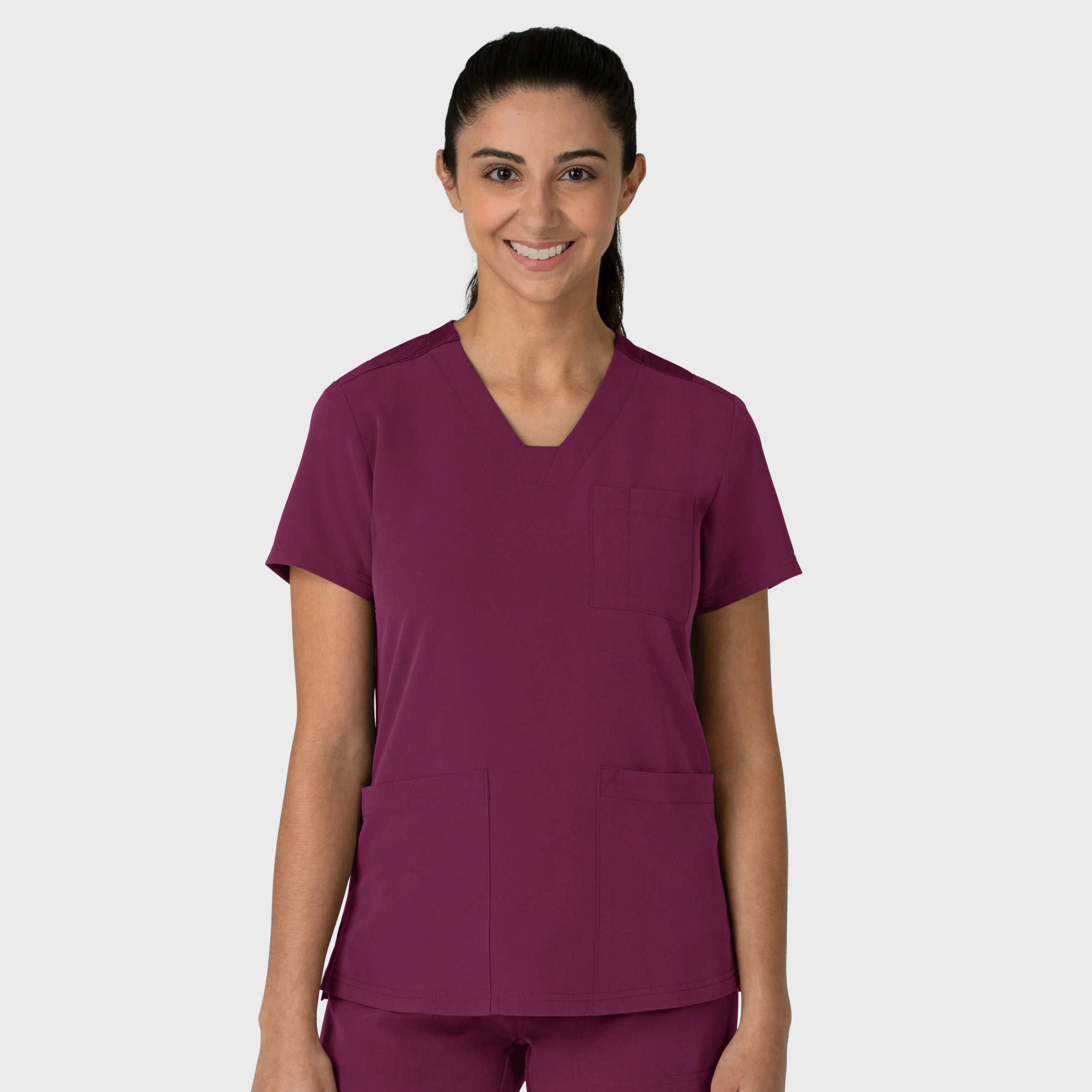 Nova Women's Flex-n-Reach V-Neck Scrub Top - Wine