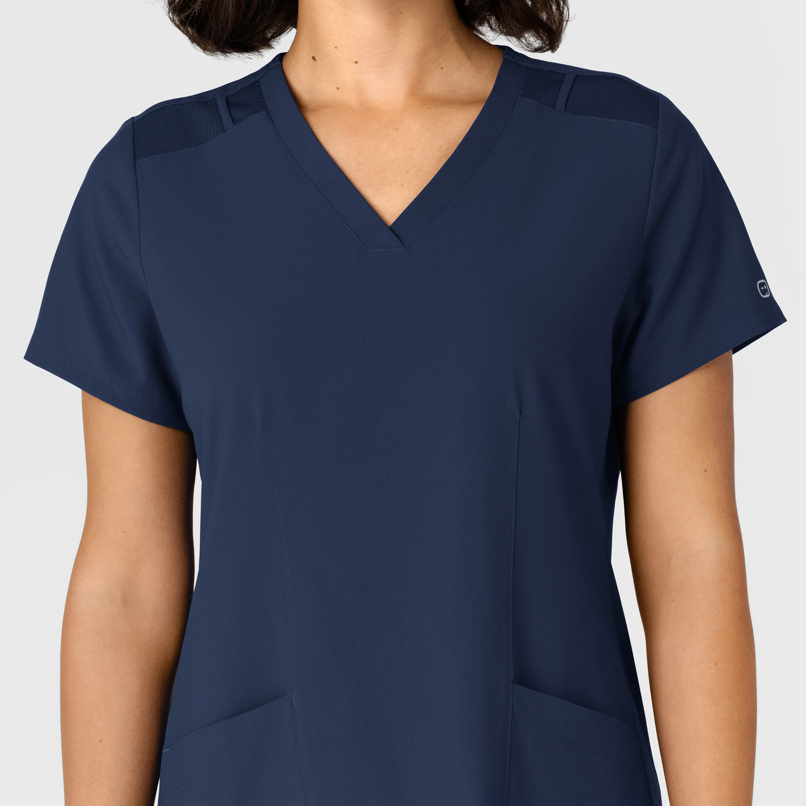 W123 Women's Flex-n-Reach Side Panel V-Neck Scrub Top - Navy - Image 6