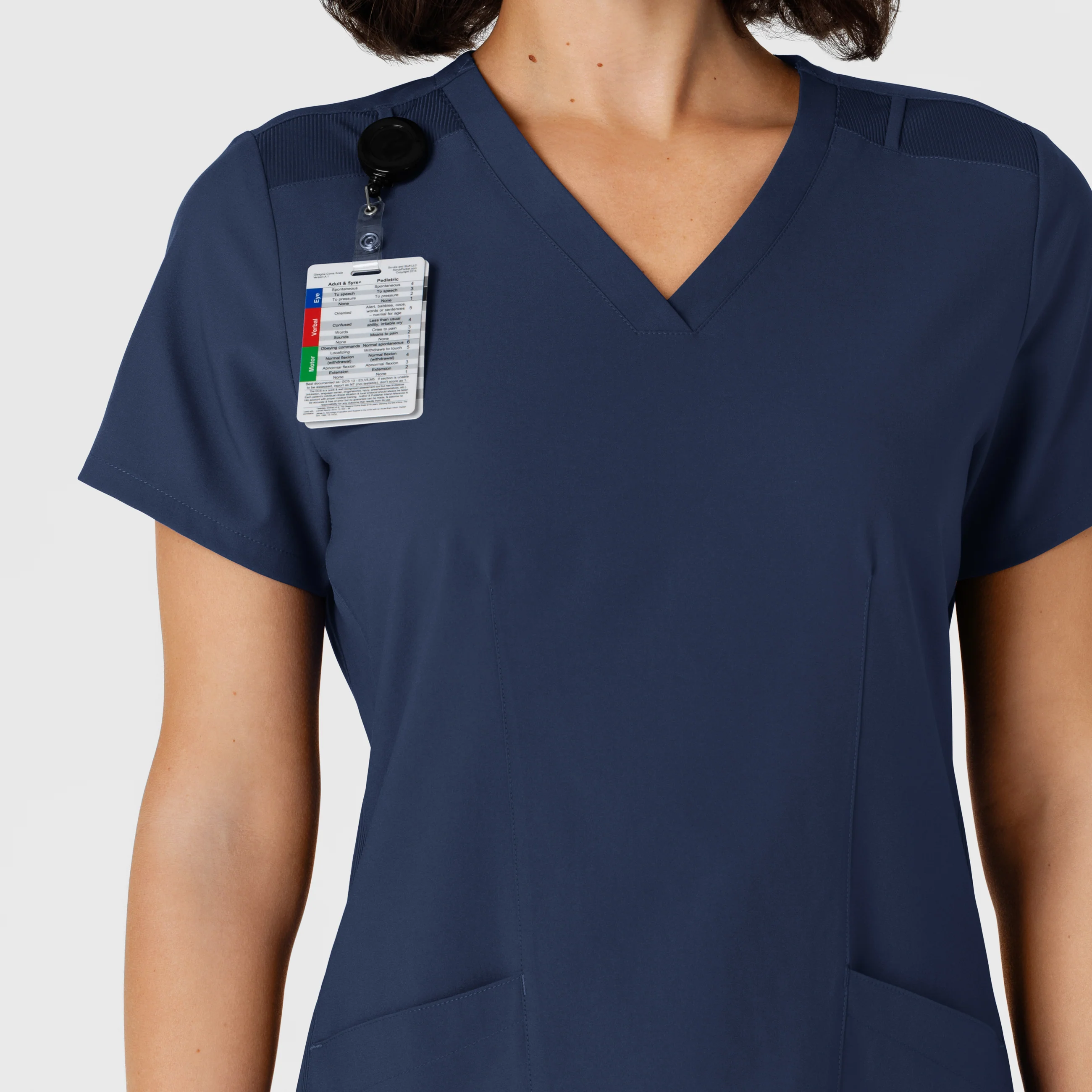 W123 Women's Flex-n-Reach Side Panel V-Neck Scrub Top - Navy - Image 7