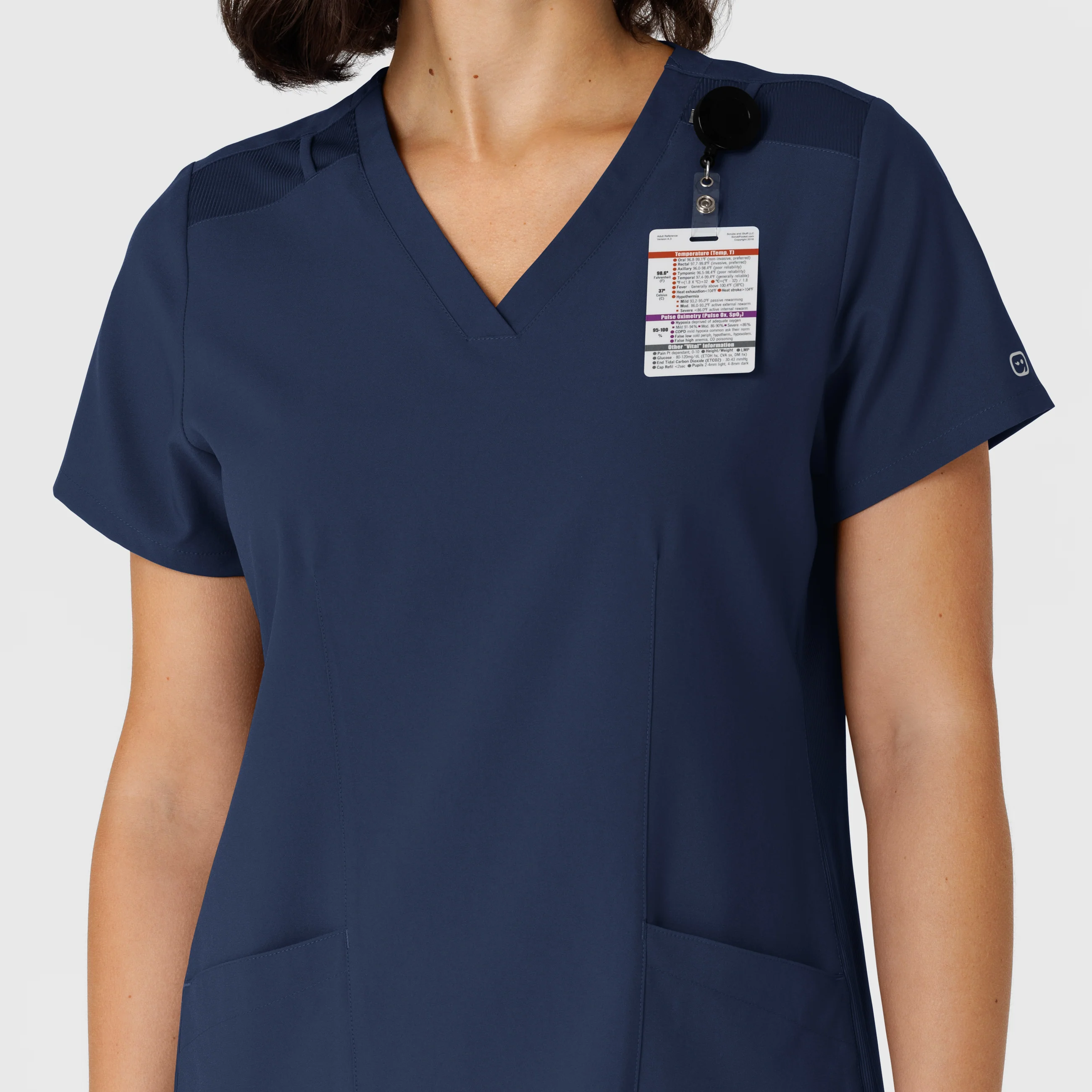 W123 Women's Flex-n-Reach Side Panel V-Neck Scrub Top - Navy - Image 8