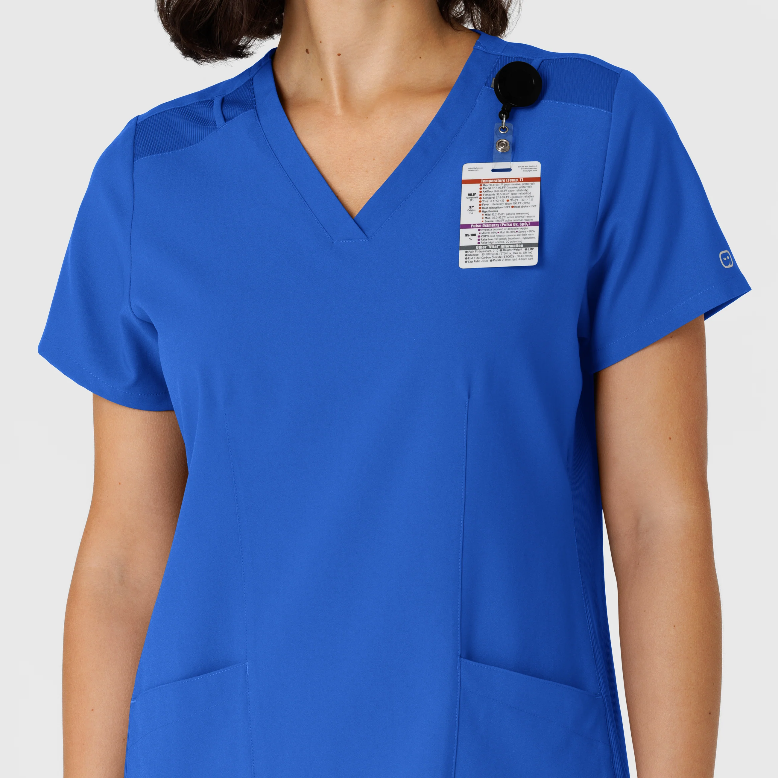 W123 Women's Flex-n-Reach Side Panel V-Neck Scrub Top - Royal - Image 8