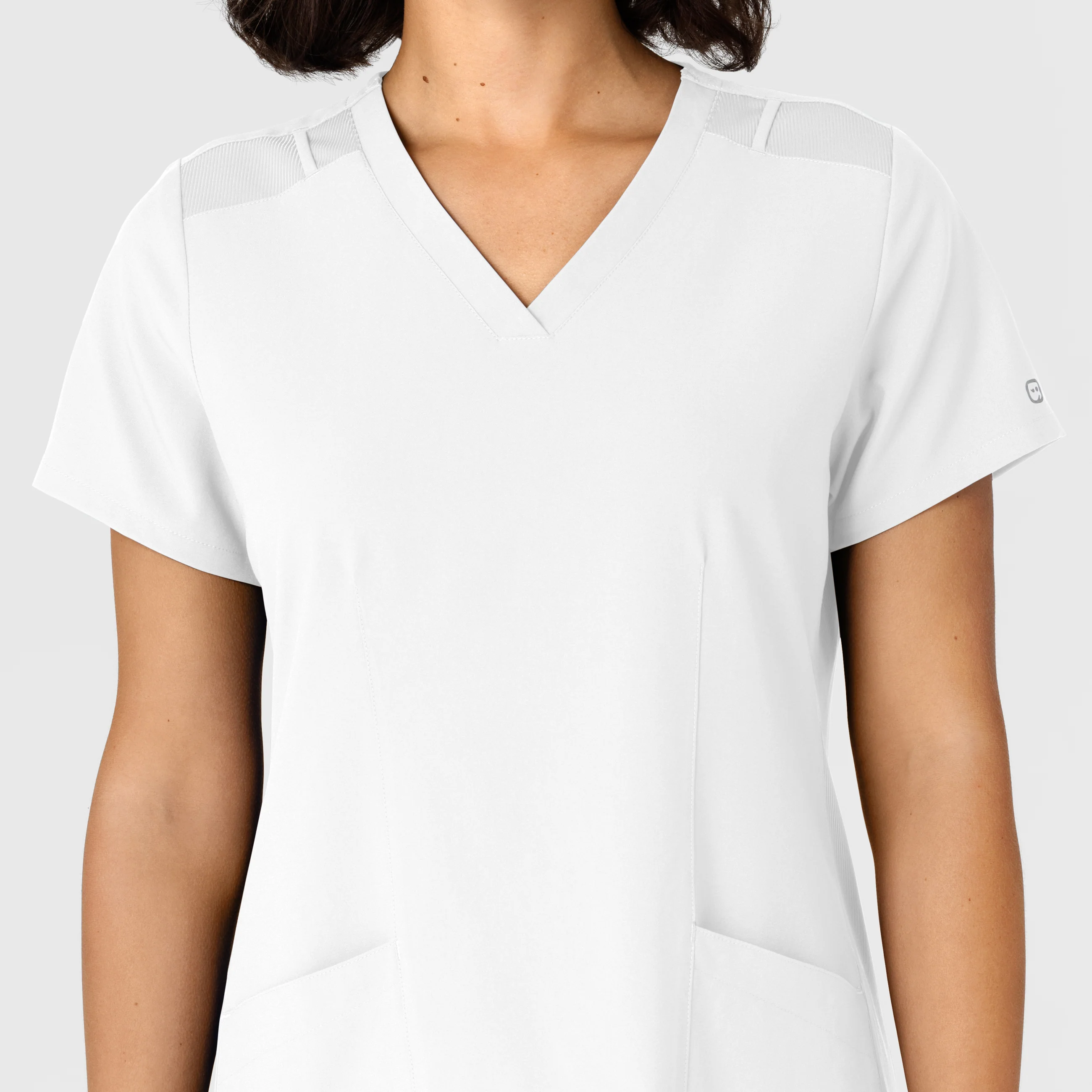 W123 Women's Flex-n-Reach Side Panel V-Neck Scrub Top - White - Image 5