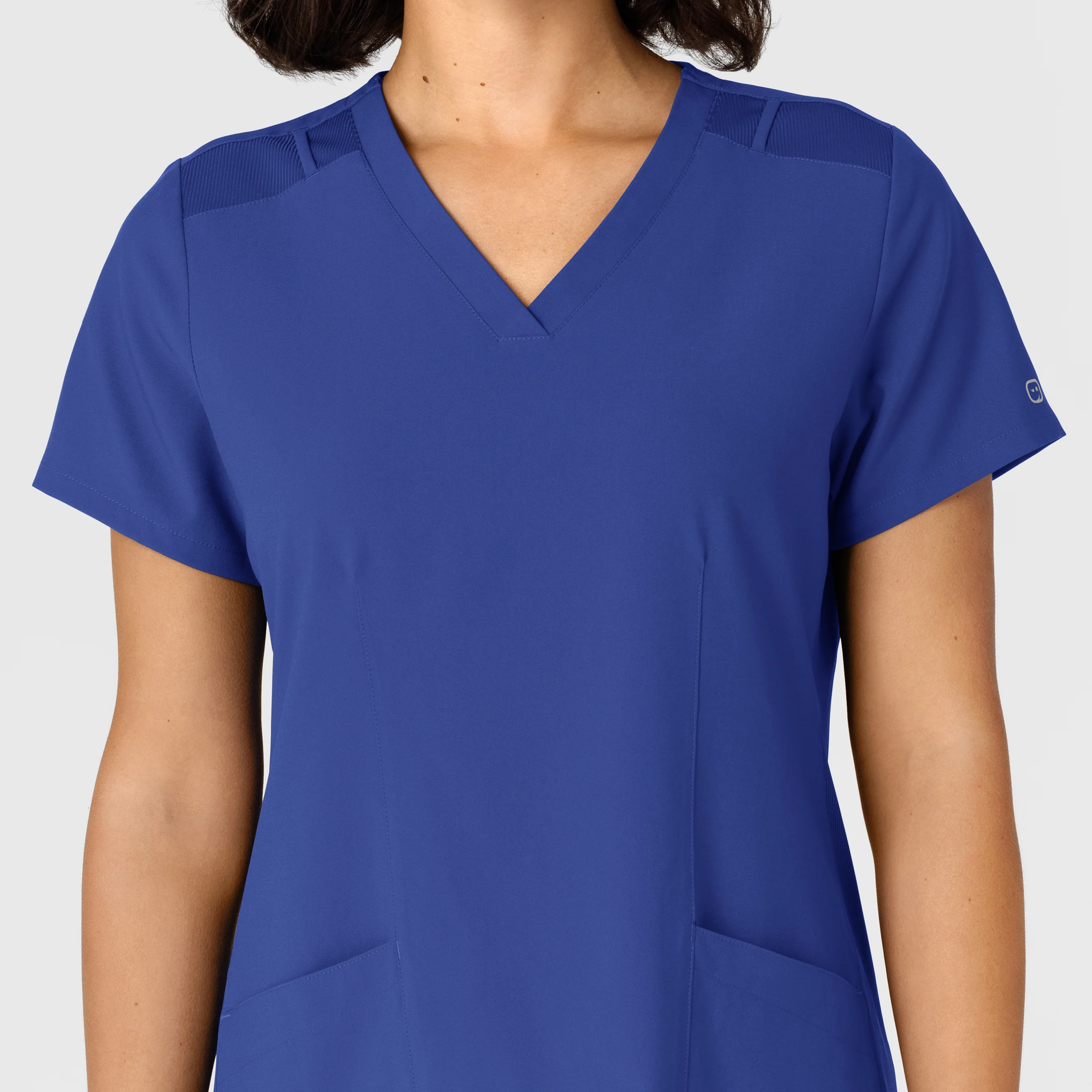 W123 Women's Flex-n-Reach Side Panel V-Neck Scrub Top - Galaxy Blue - Image 5