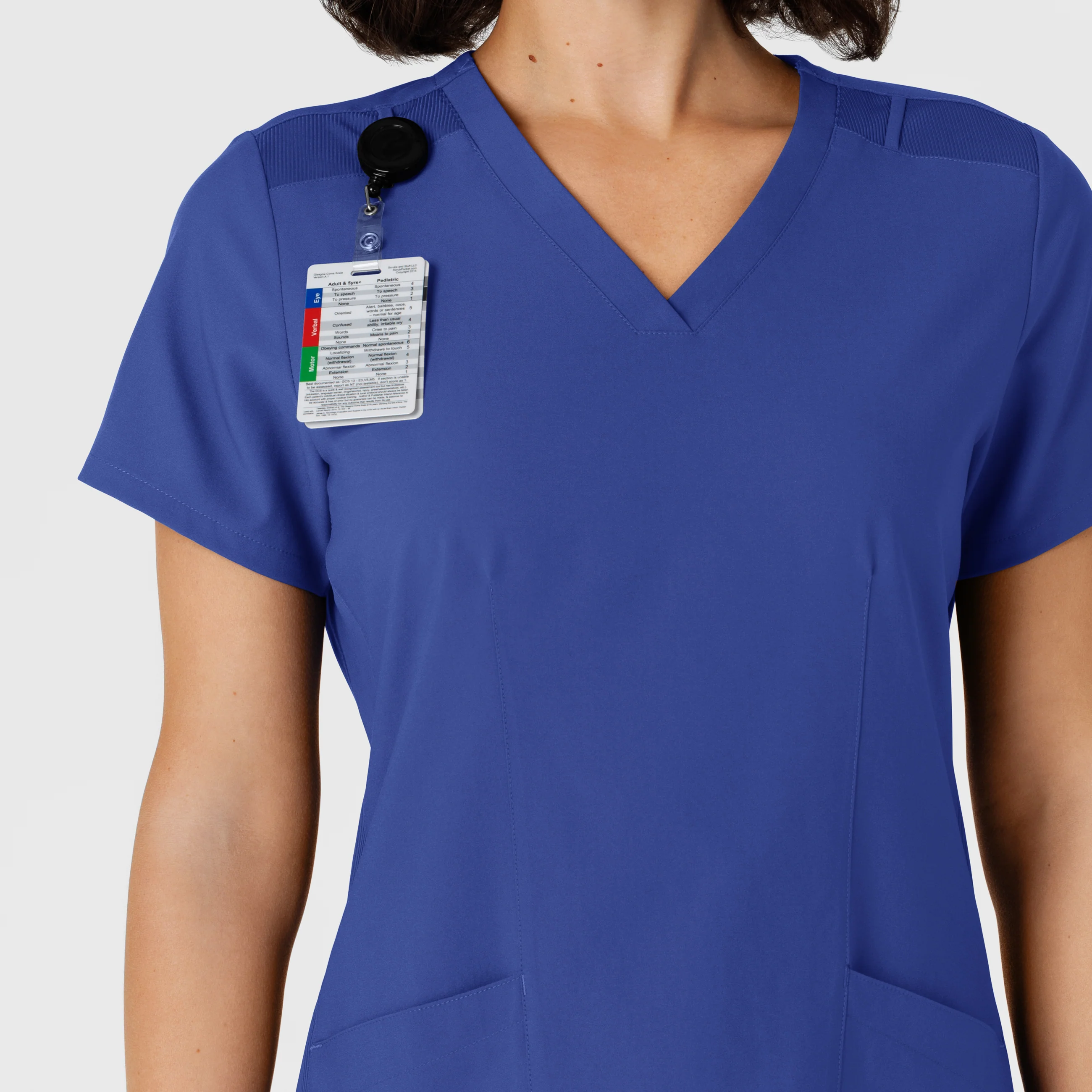 W123 Women's Flex-n-Reach Side Panel V-Neck Scrub Top - Galaxy Blue - Image 6