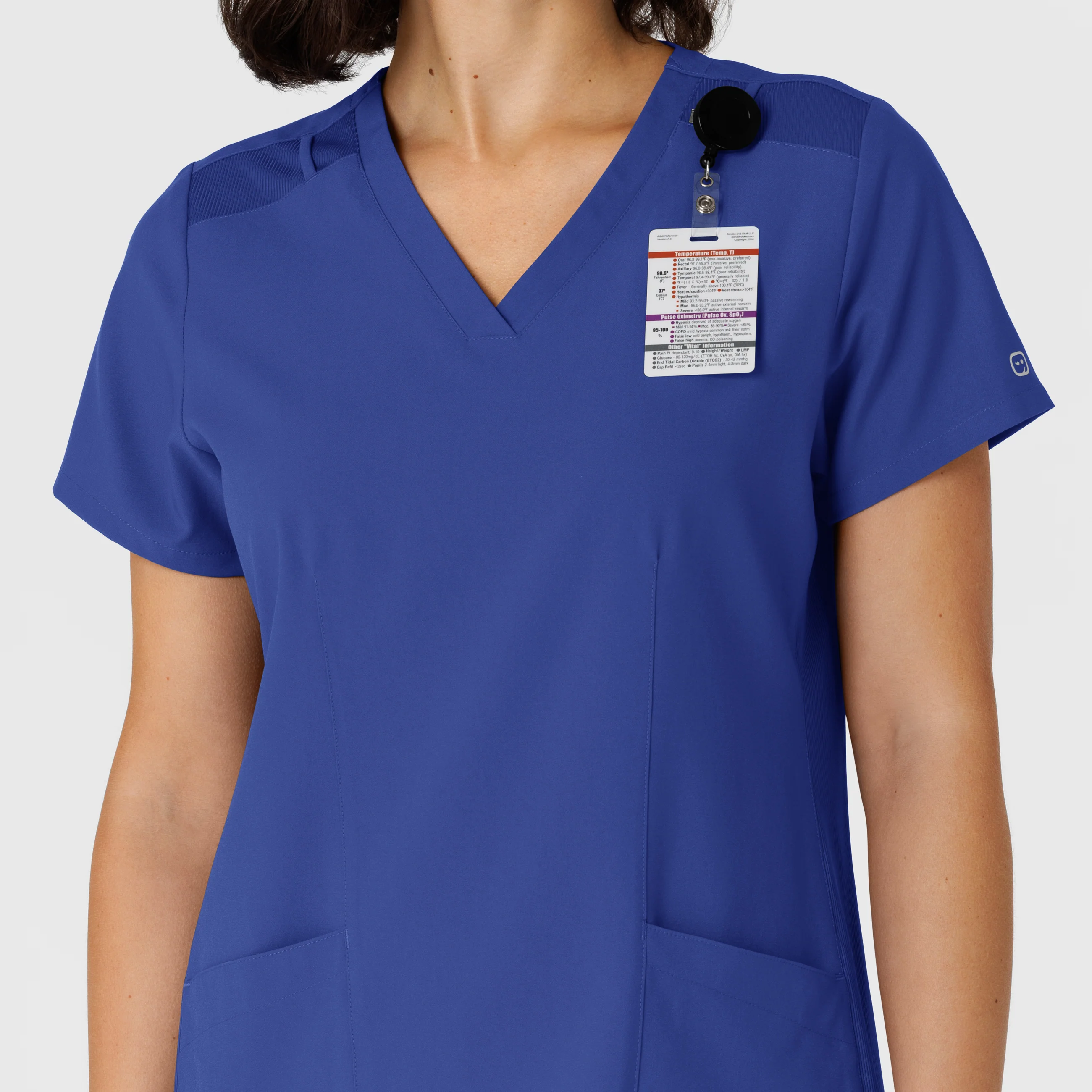 W123 Women's Flex-n-Reach Side Panel V-Neck Scrub Top - Galaxy Blue - Image 7
