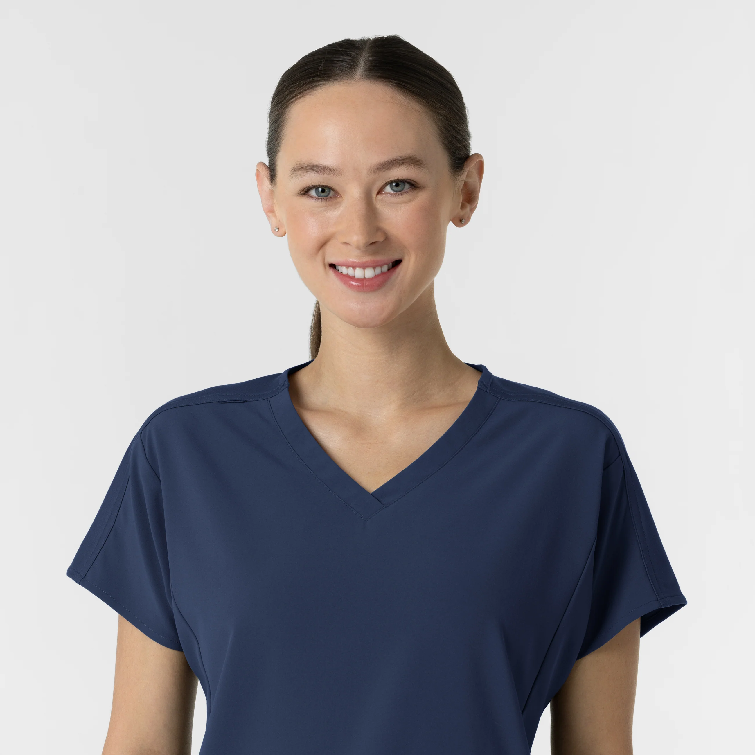 RENEW Women's V-Neck Tunic Scrub Top - Navy - Image 5