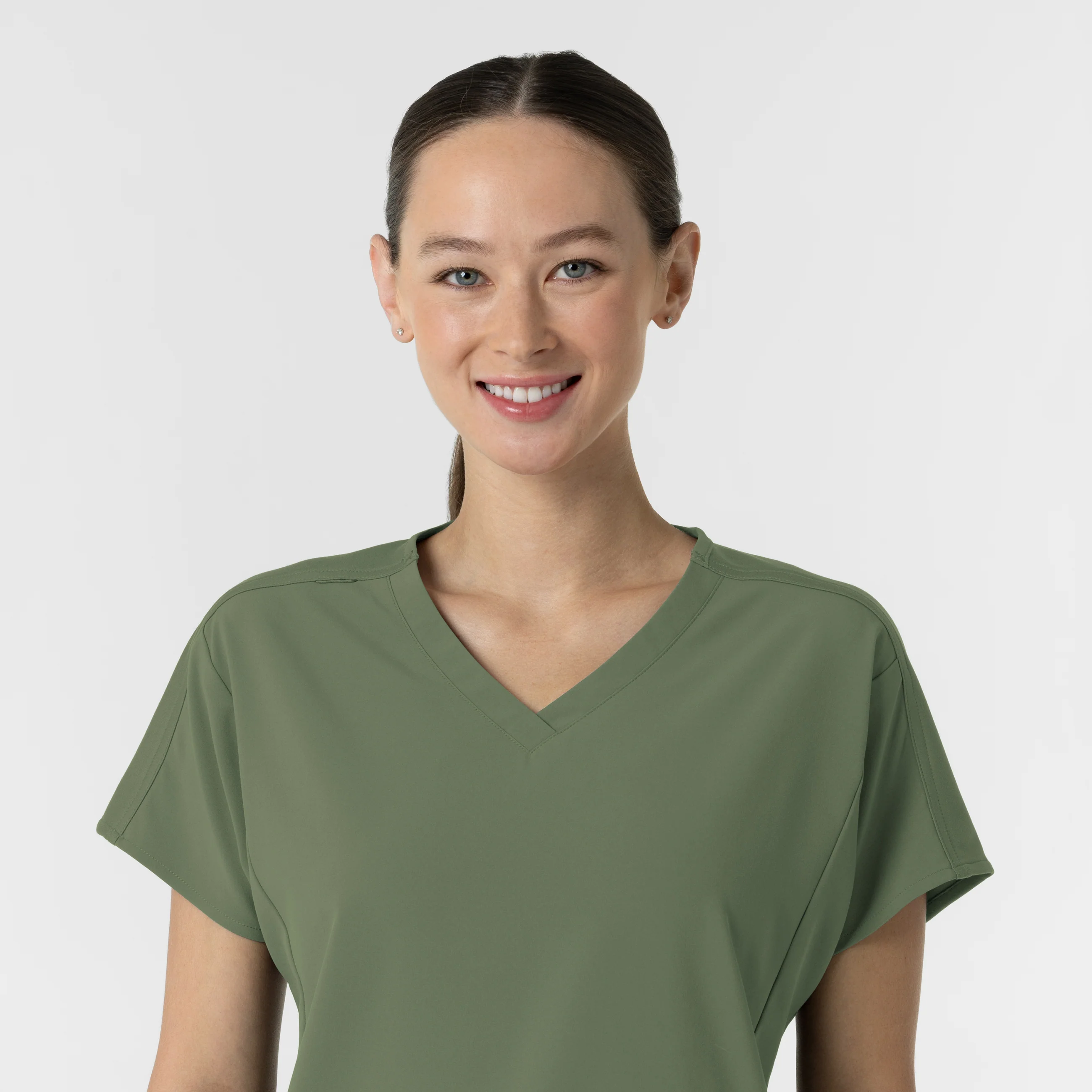 RENEW Women's V-Neck Tunic Scrub Top - Olive - Image 5