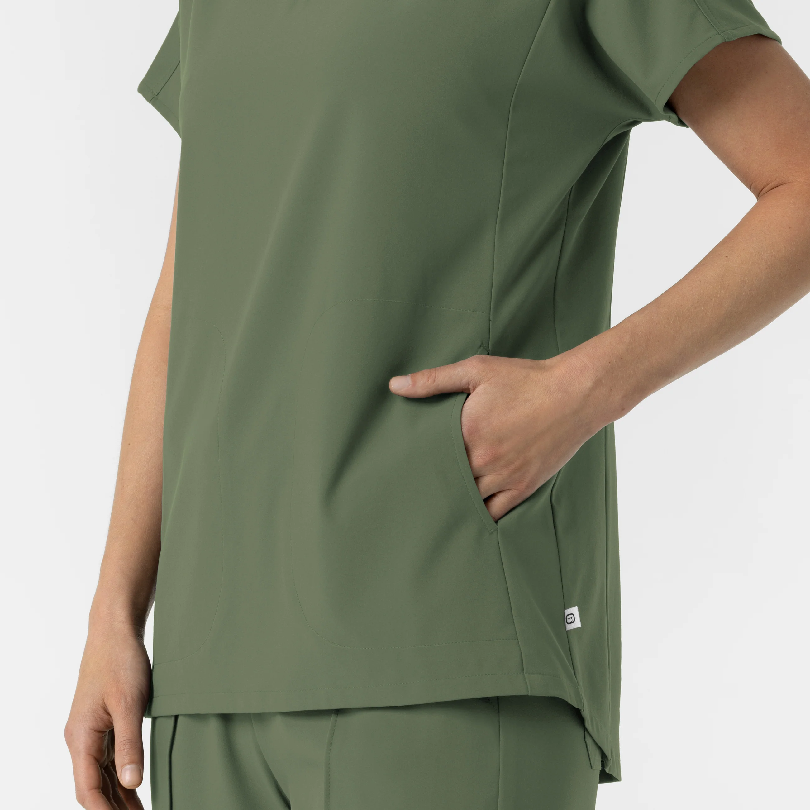 RENEW Women's V-Neck Tunic Scrub Top - Olive - Image 8